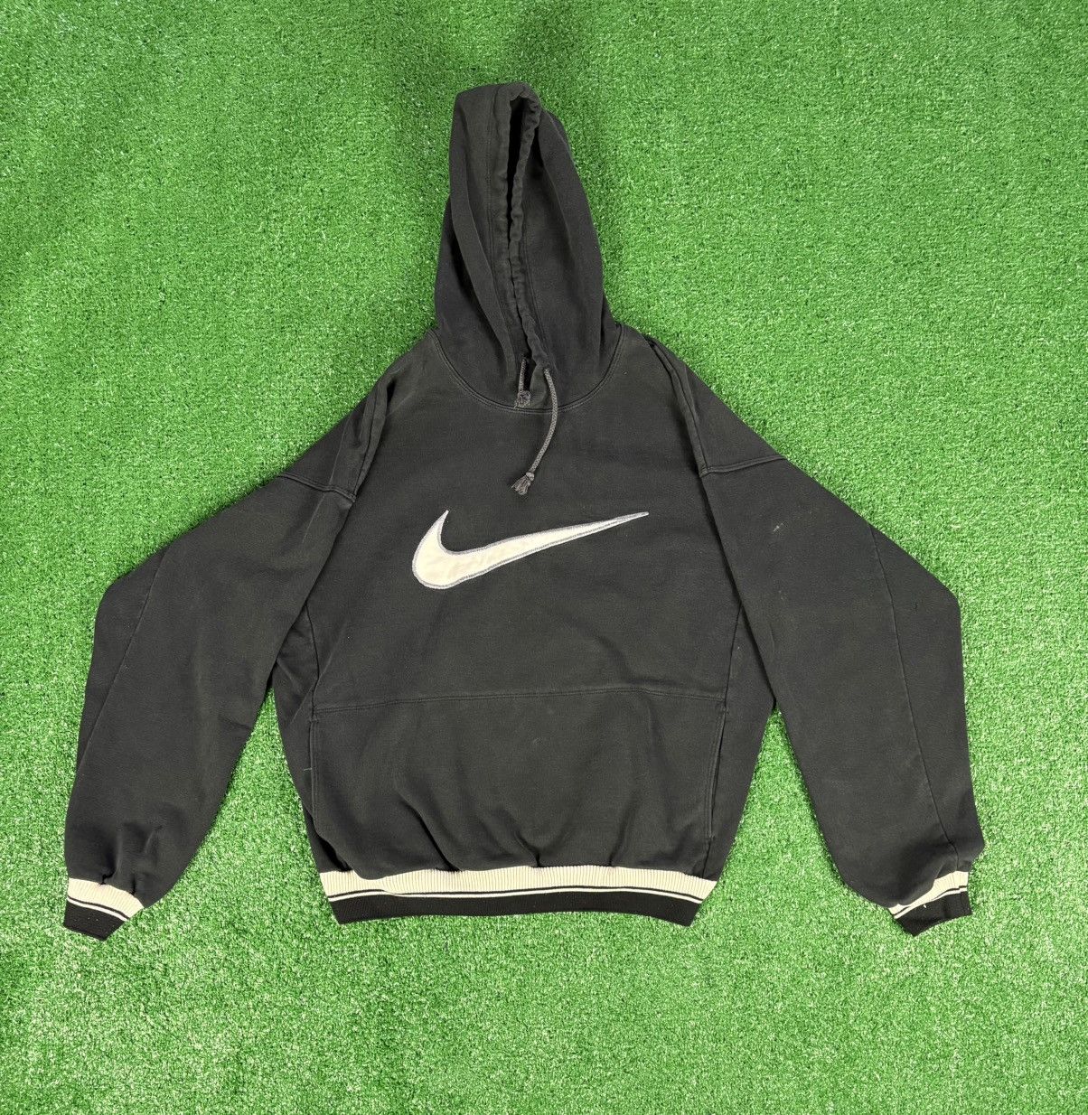 Nike × Vintage Vintage 1990s Center Swoosh Nike Hoodie Sweatshirt Size US XL / EU 56 / 4 - 1 Thumbnail