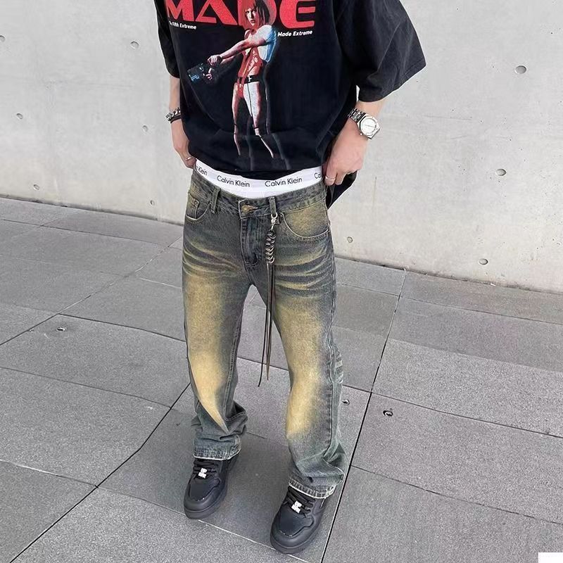 Vintage washed distressed rusty faded jeans