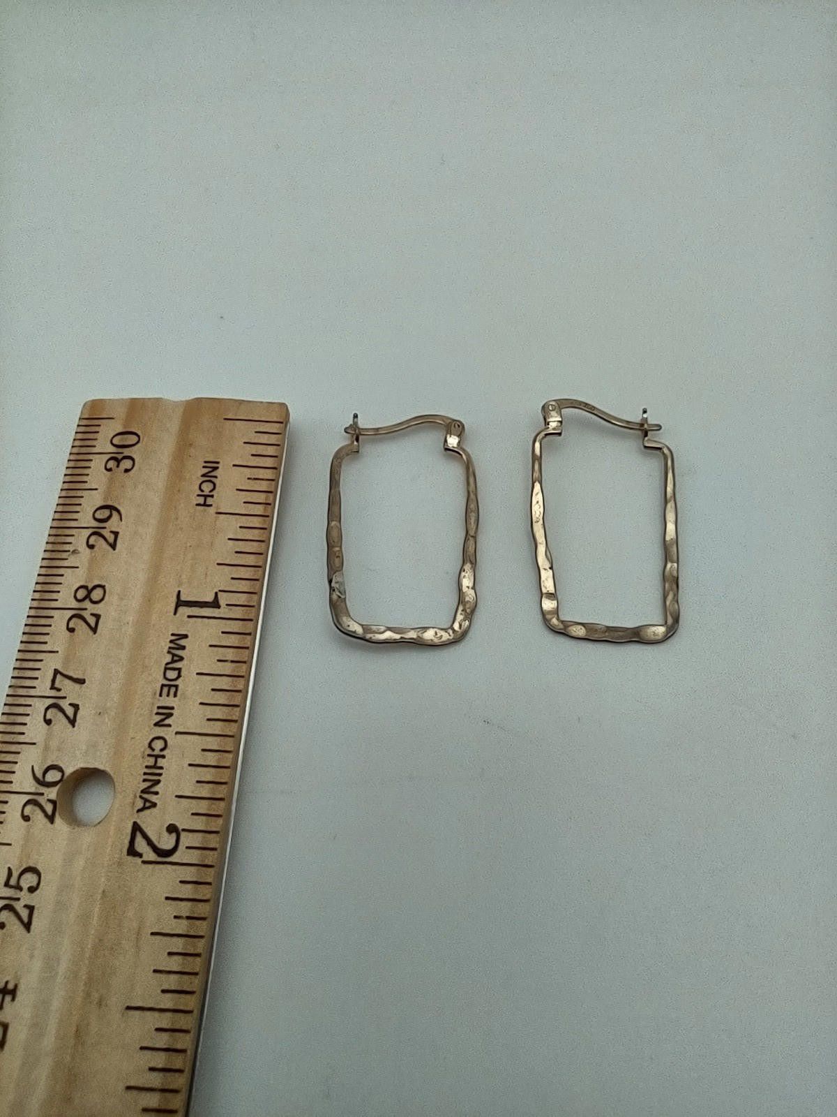 Other IBB Sterling Silver Hammered Rectangular Hoop Earrings Size ONE SIZE - 5 Thumbnail