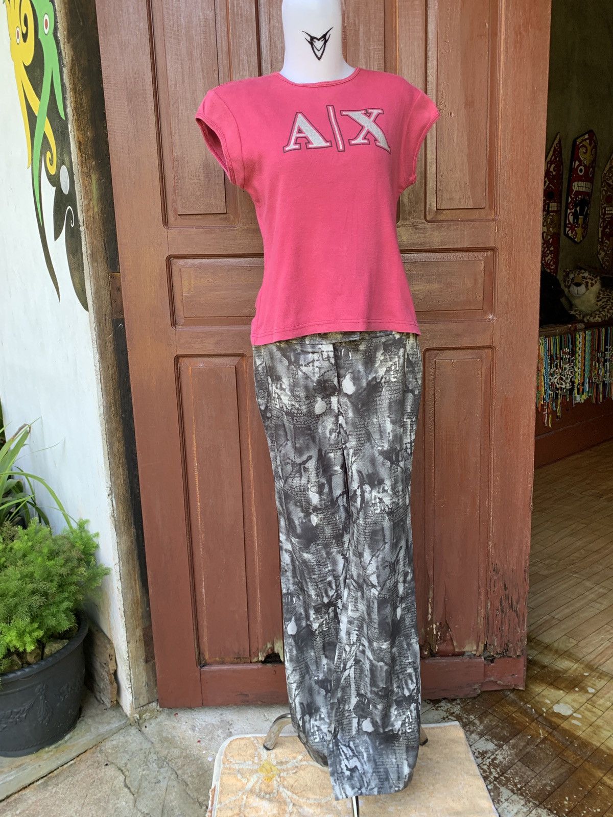 Hysteric Glamour × If Six Was Nine × Japanese Brand 2000s Whealth Honor Poem Smoky Graphic Flared bootcut Pants Size 29" - 3 Thumbnail