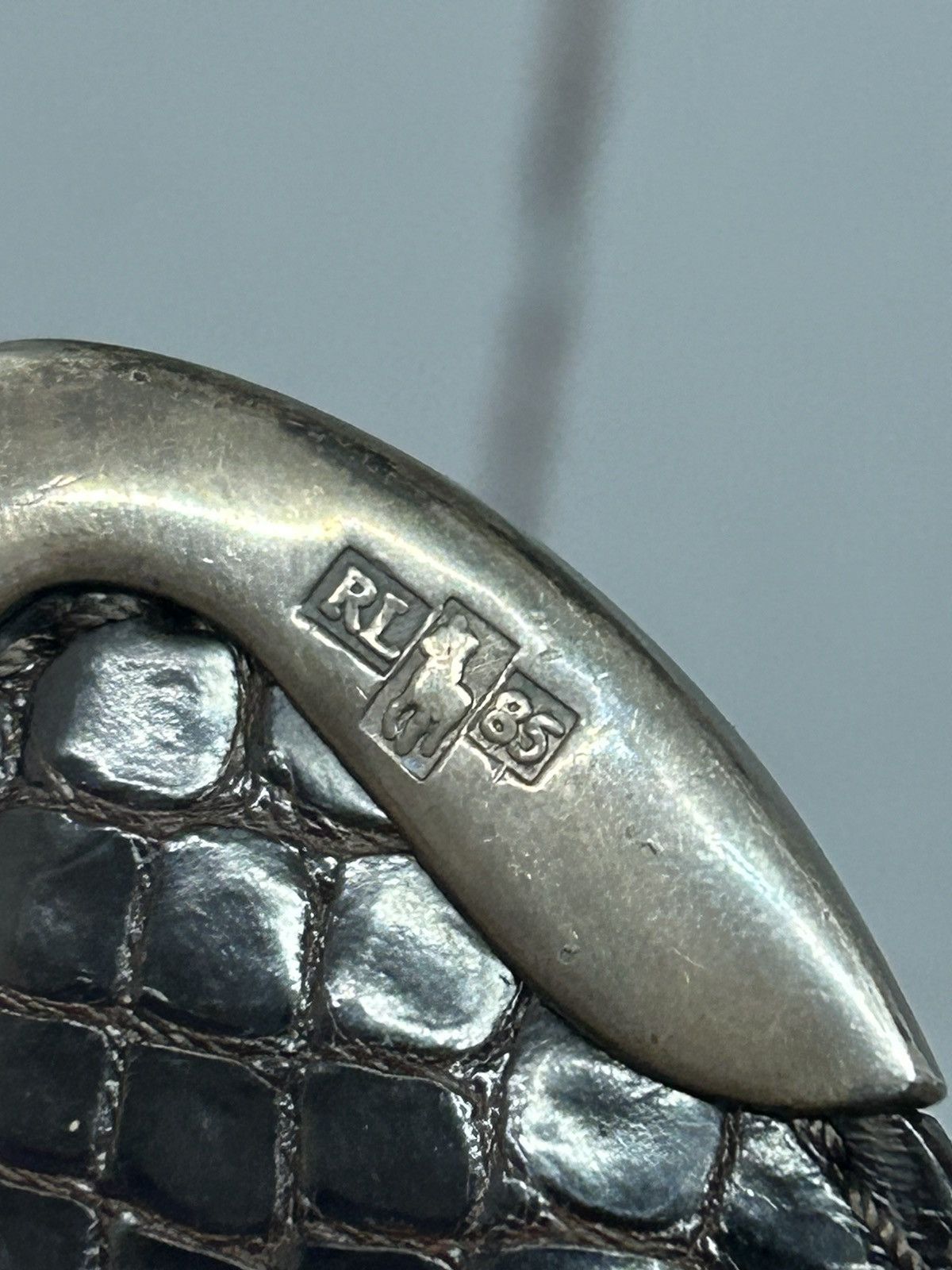 RALPH LAUREN ALLIGATOR BELT LEATHER SILVER BUCKLE