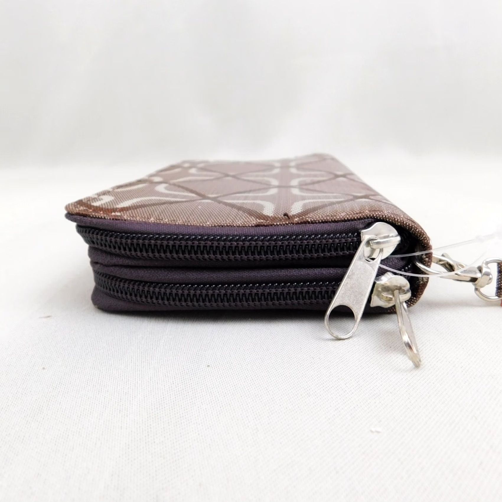 Doublet VINTAGE Nylon Patterned Double Zip-Around Wristlet Clutch Wallet Brown 7.5" x 4" Womens Wallet Zip-Around Patterned Geometric Strap Zipper Card Slots Size ONE SIZE - 8 Thumbnail
