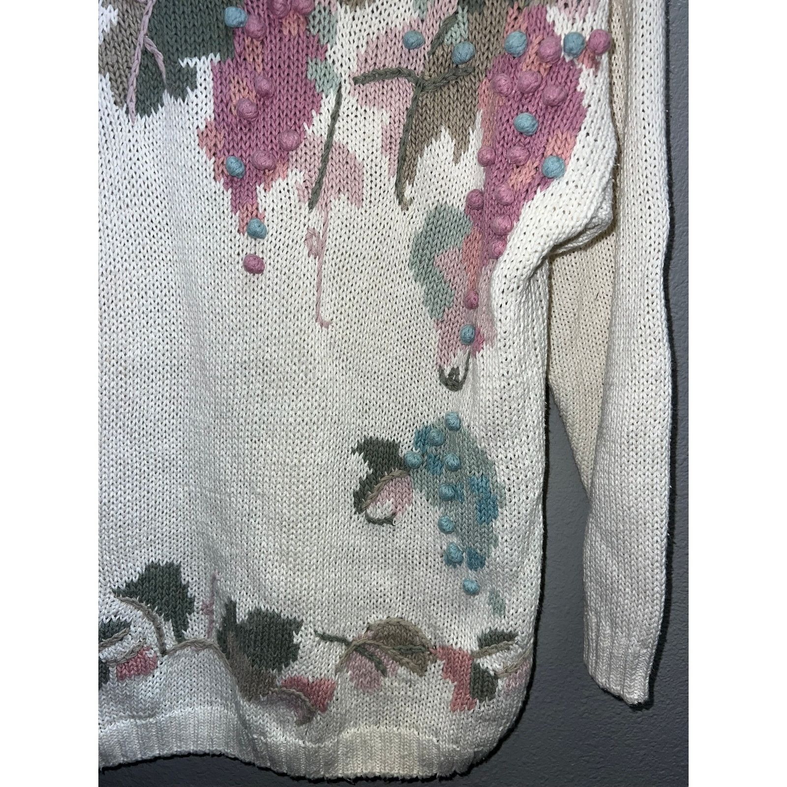 Vintage Womens Vintage Knit Sweater Shenanigans Floral Grape VTG L Size L / US 10 / IT 46 - 4 Thumbnail