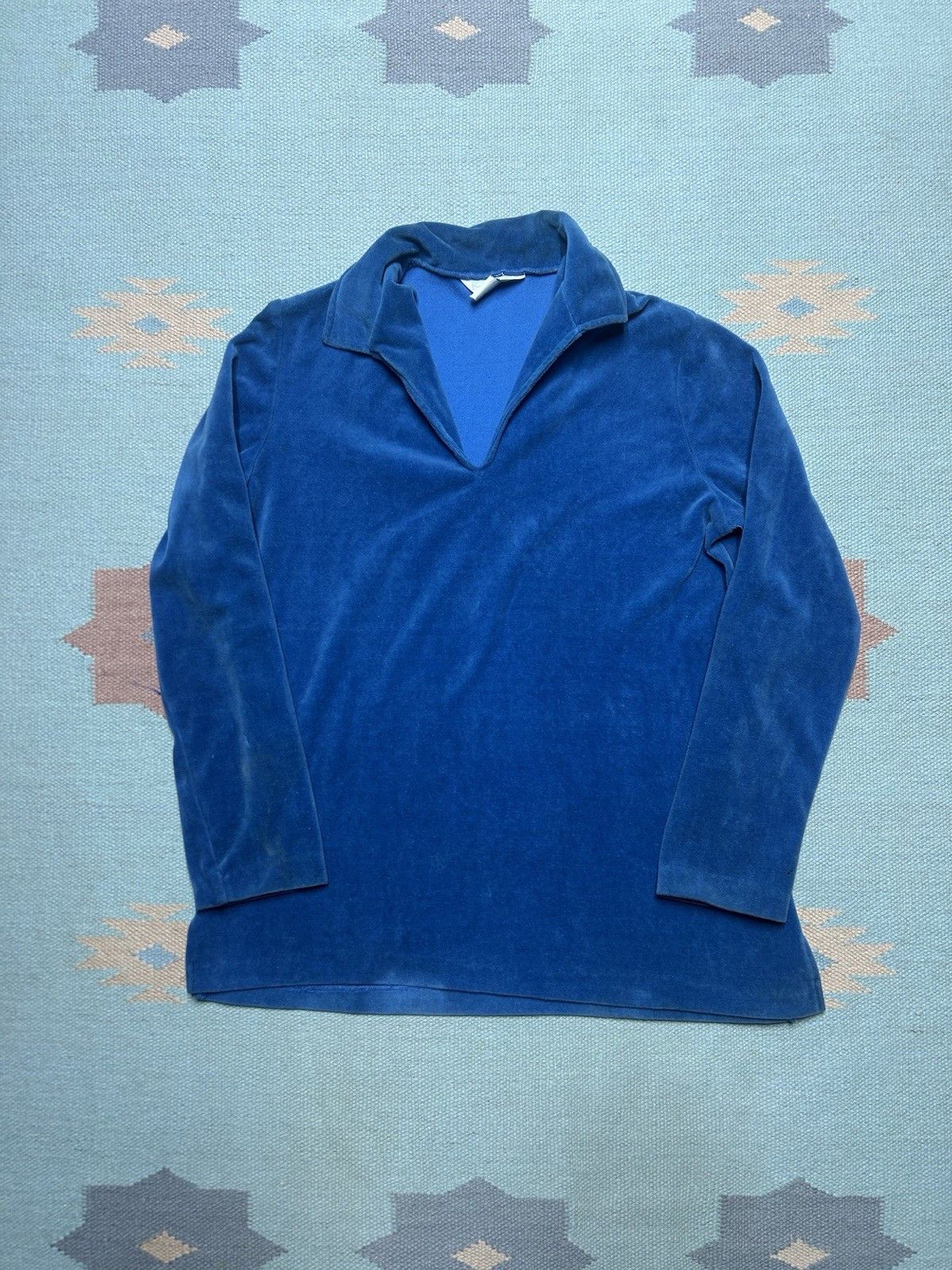 Vintage Vtg 70s velour shirt Sears soft open neck women’s size 16 Size M / US 6-8 / IT 42-44 - 1 Thumbnail