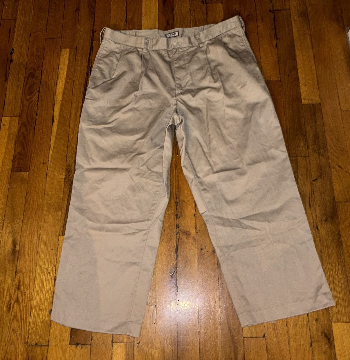 Designer Izod Mens 38x29 Tan Pleated Cuffed Straight Leg 100% Cotton Size US 34 / EU 50 - 2 Thumbnail