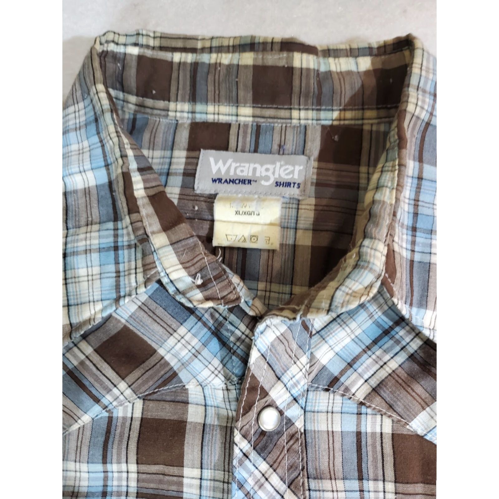 Wrangler Wrangler Shirt Western Long Sleeve Pearl Snap Cowboy Plaid XL Blue Mens Size US XL / EU 56 / 4 - 3 Thumbnail