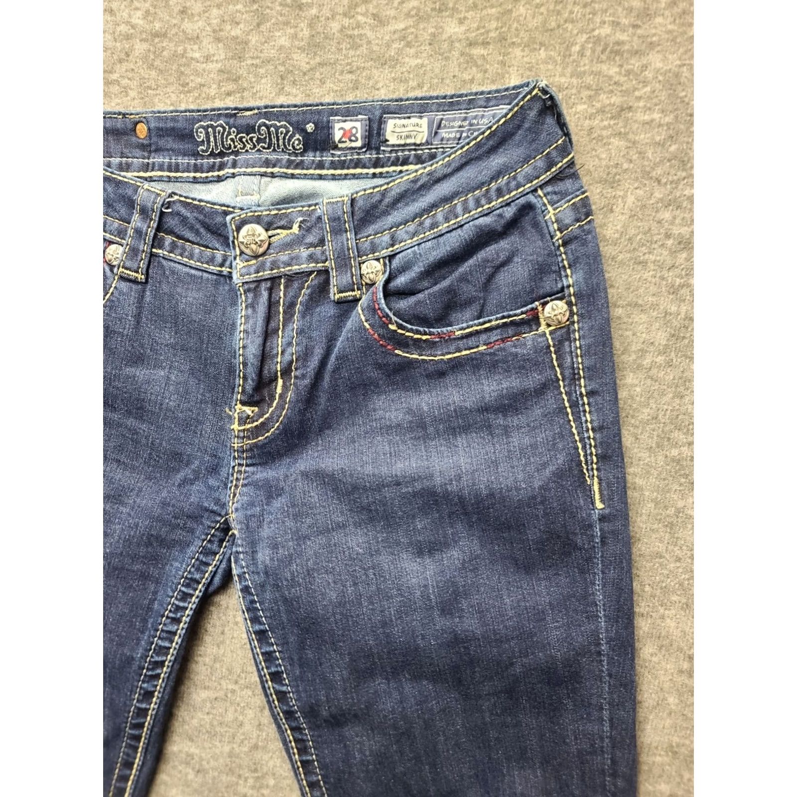 Miss Me Miss Me Jeans Womens 28x31 Skinny Low Rise Distressed Blue Denim 5-Pocket Y2K Country Rodeo Size 28" / US 6 / IT 42 - 7 Thumbnail