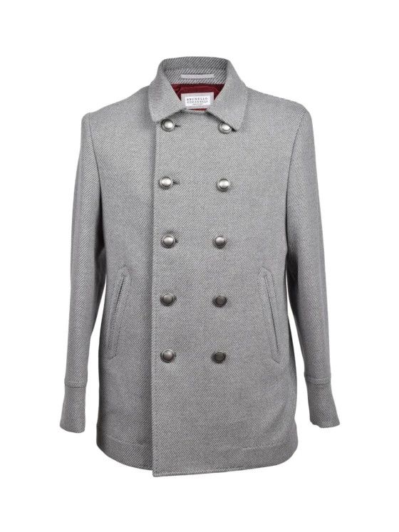 Brunello Cucinelli o1w1db10326 Double Breasted Jacket in Grey Size US M / EU 48-50 / 2 - 1 Thumbnail