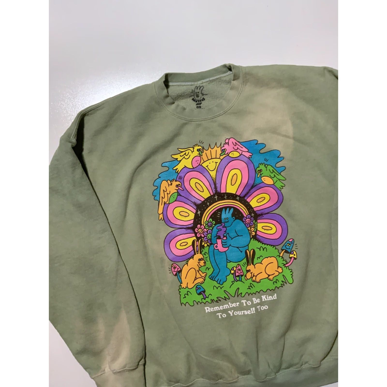 Vintage Dreyfus Art Remember To Be Kind To Yourself Too Graphic Crewneck Sweatshirt OS Unisex Adults One Size Green Mens Womens Boys Girls Size US M / EU 48-50 / 2 - 4 Thumbnail