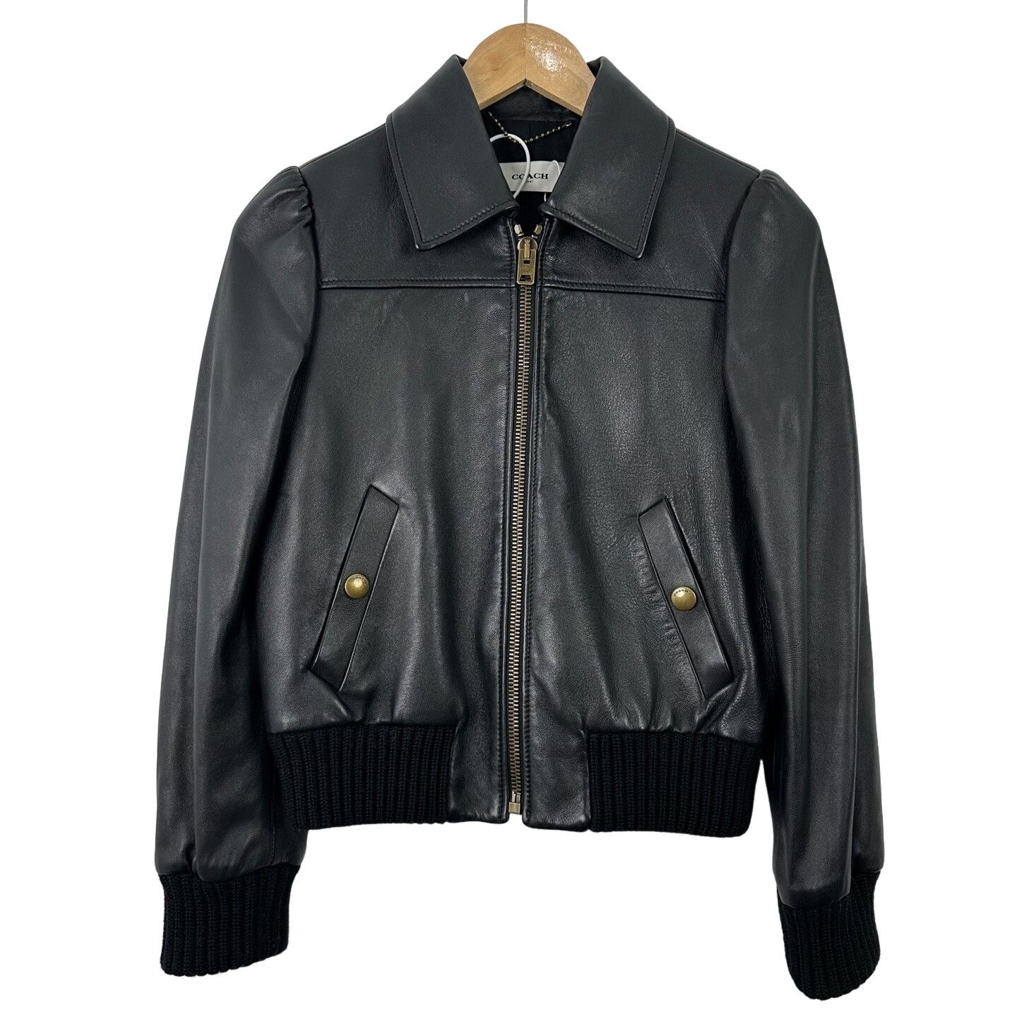 Coach Coach Puff Shoulder Lambskin Leather Jacket US 2 Size XS / US 0-2 / IT 36-38 - 1 Thumbnail