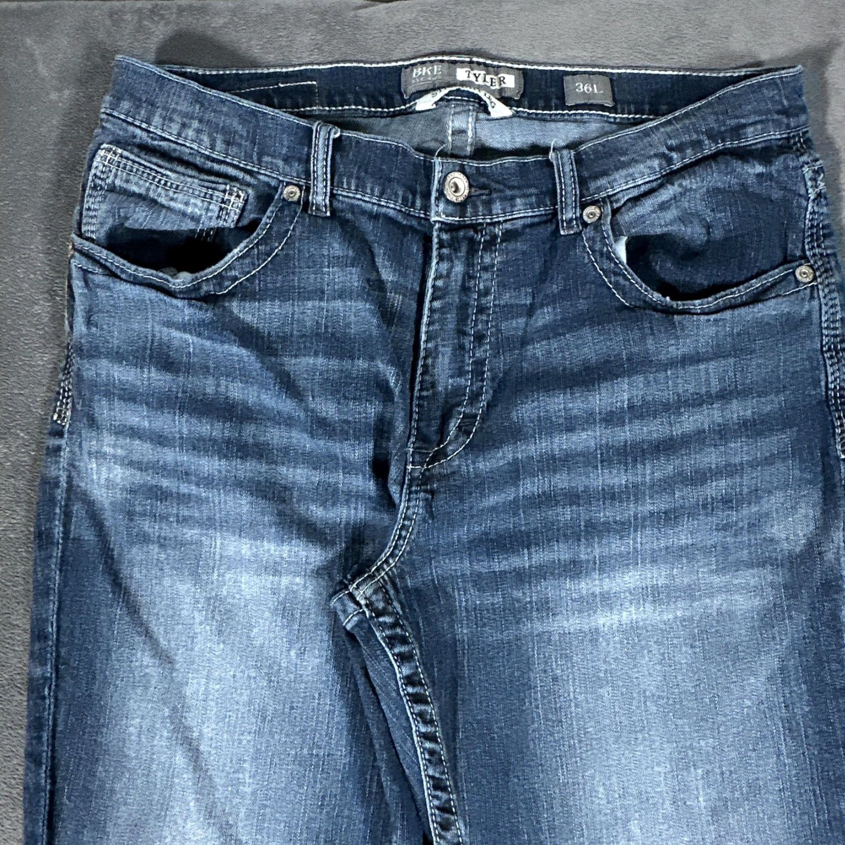 BKE BKE Tyler Jeans Mens 36x33 Blue Medium Wash Straight Leg Stretch Denim Pants Size US 36 / EU 52 - 2 Thumbnail
