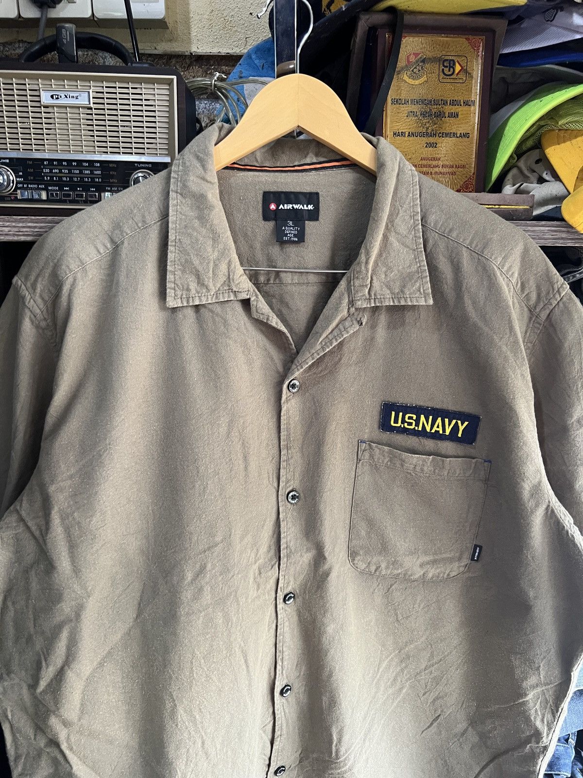 Airwalk 🔥Airwalk US Navy Button Up Shirt Size US XL / EU 56 / 4 - 4 Thumbnail