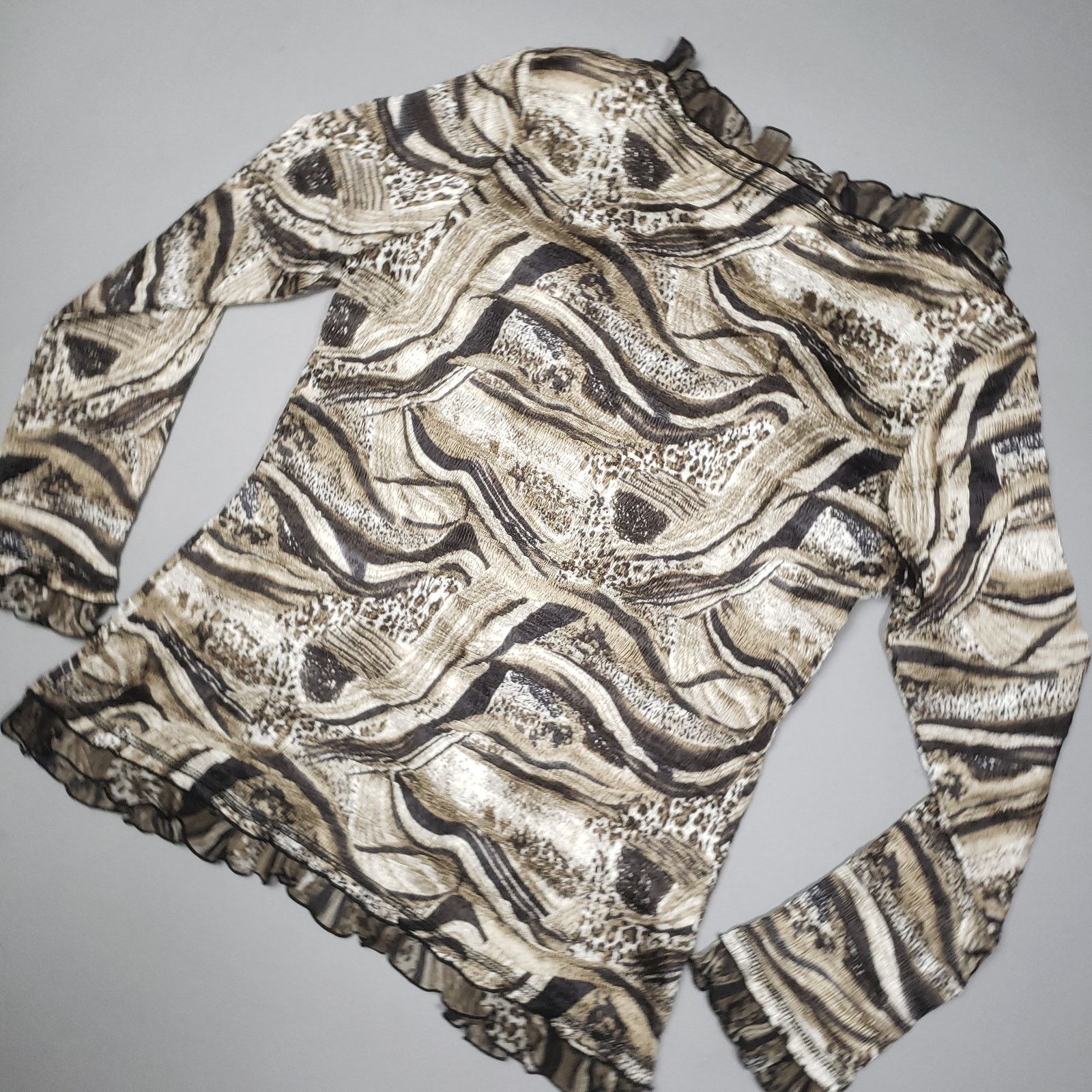 Pleats Please Issey Miyake × Vintage Pleats Collection Sz M Top Blouse Marble Artsy Art Abstract Size M / US 6-8 / IT 42-44 - 8 Thumbnail