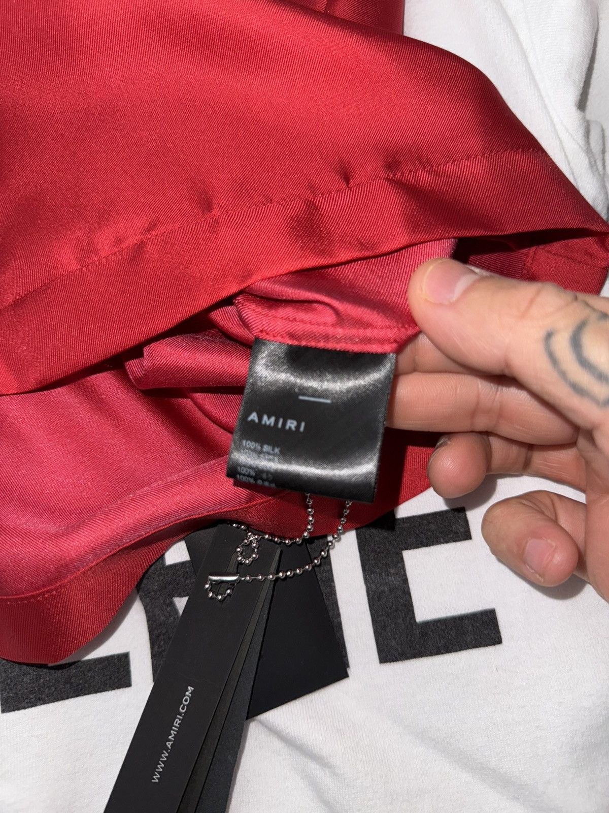 Amiri Amiri red logo silk shirt Size US M / EU 48-50 / 2 - 3 Thumbnail