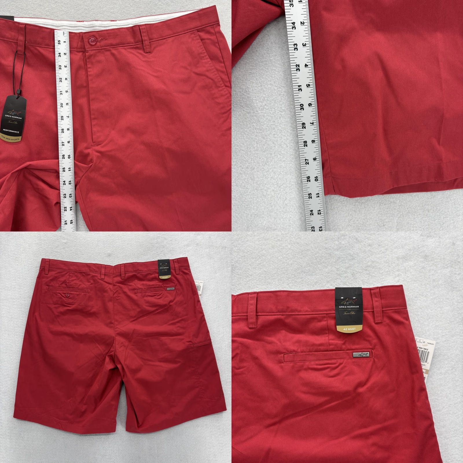 Vintage Greg Norman Five Iron Shorts Mens 42 Red Chino Cargo RapiDry 10" NWT Size US 42 / EU 58 - 8 Thumbnail