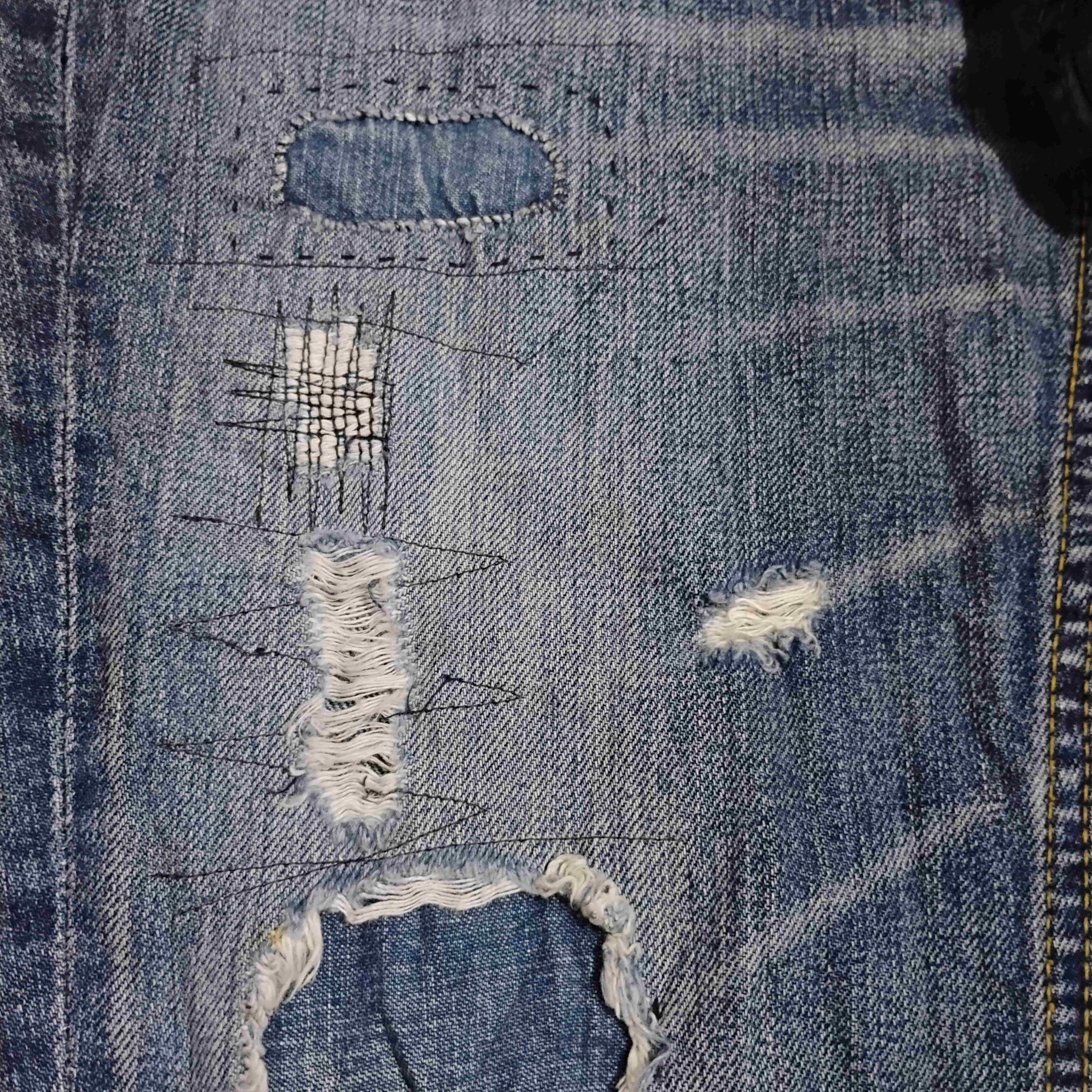 Japanese Brand Antgauge Double Waist Patchwork Ripped Distressed Jeans Size 29" - 5 Thumbnail