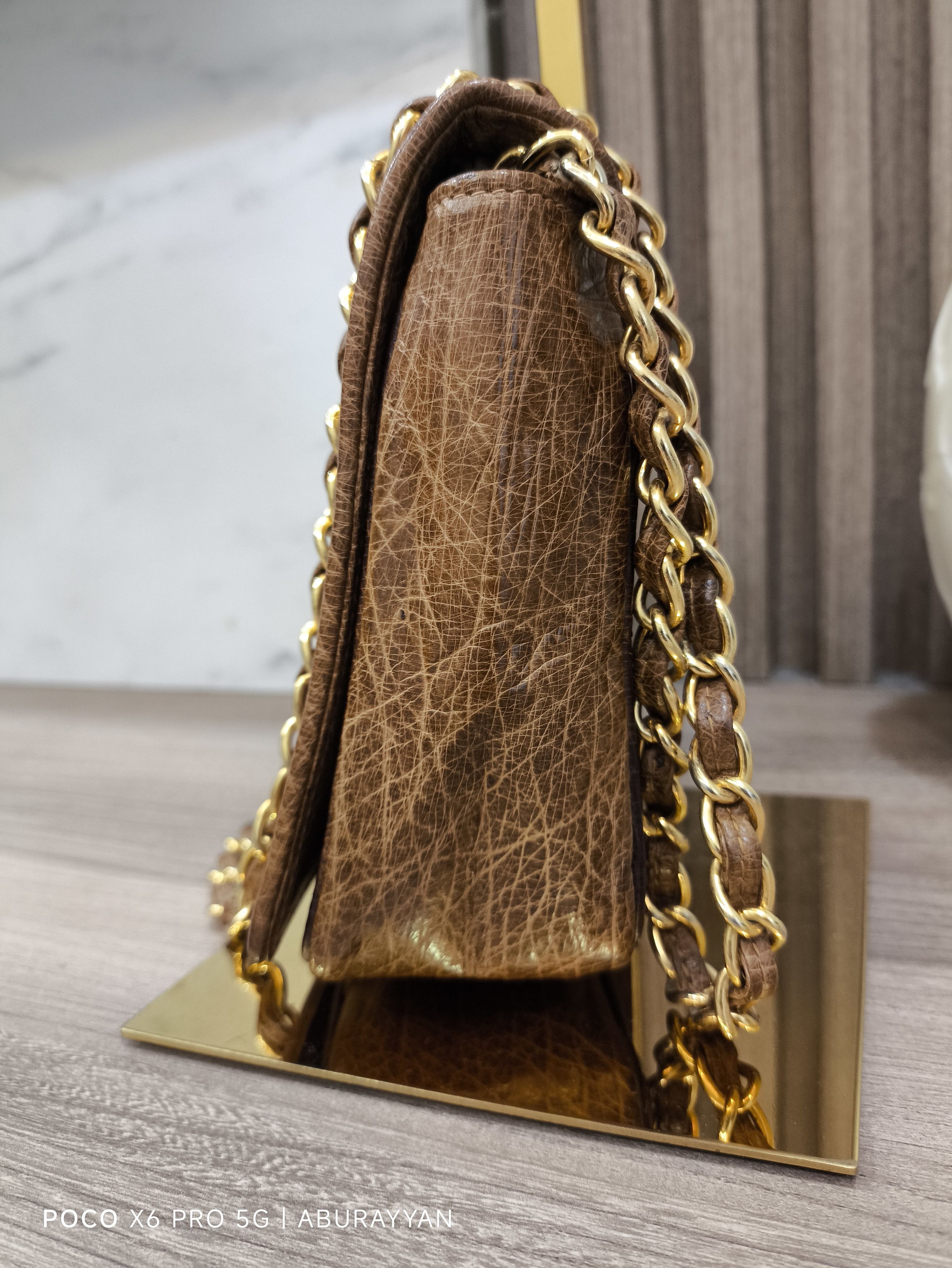 Chanel Chanel Vintage Ostrich Leather SingleFlap Chain Shoulder Bag Size ONE SIZE - 4 Thumbnail