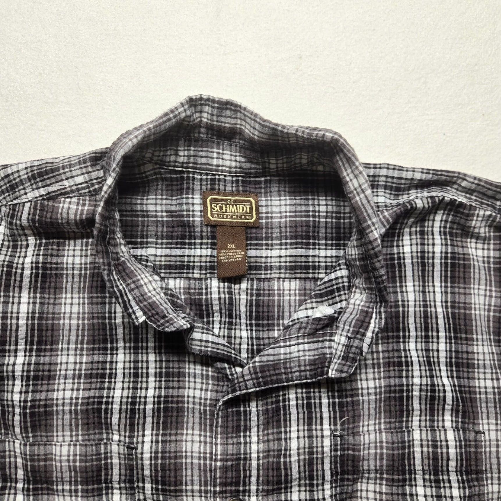 Vintage C.E. Schmidt Shirt Button-Up Brown Plaid Outdoor Workwear Men 2XL Size Button-Down Long Sleeve Cotton Polyester Pocketed Size US XXL / EU 58 / 5 - 2 Thumbnail