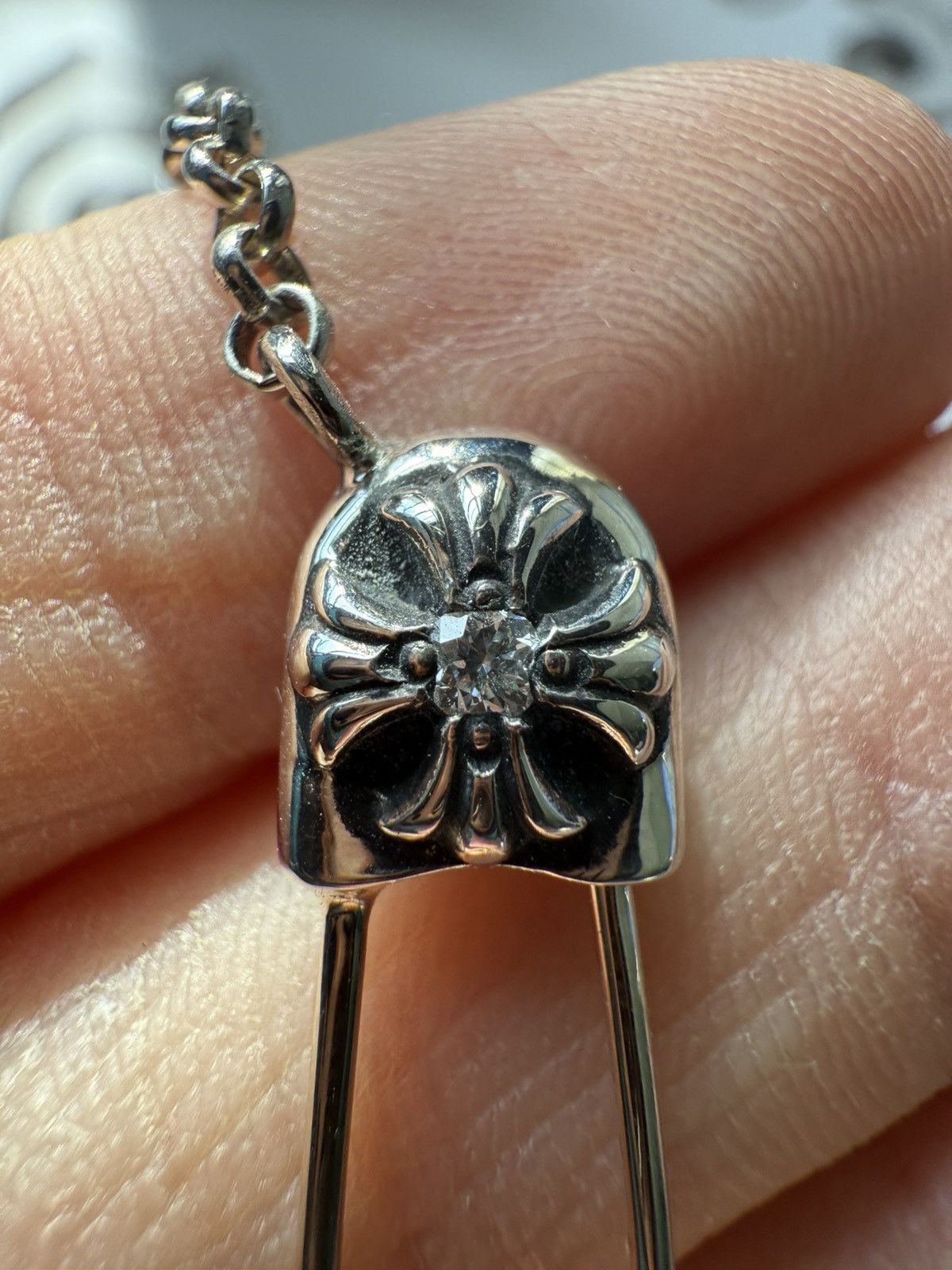 Chrome Hearts 🔥Chrome Hearts Silver Safety Pin w/Diamond Necklace🔥 Size ONE SIZE - 2 Thumbnail