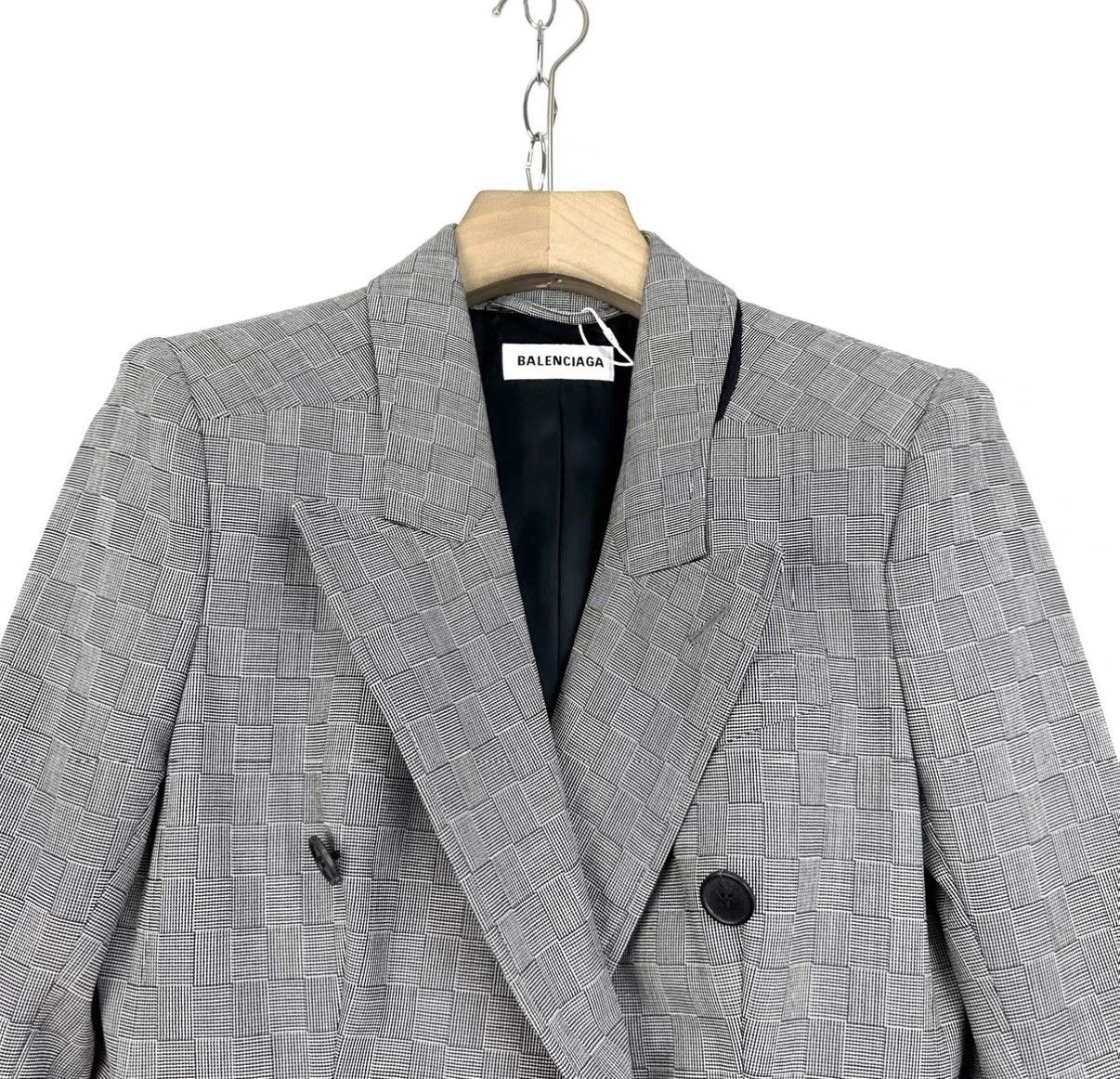 Balenciaga Balenciaga Grey Plaid Double-Breasted Blazer Size M / US 6-8 / IT 42-44 - 3 Thumbnail