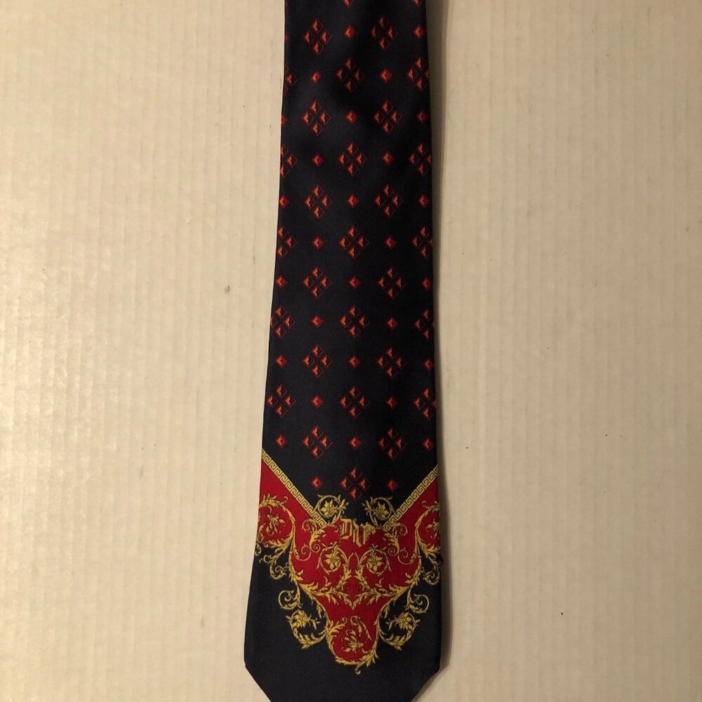 Versace VERSACE MEN'S NAVY 100%SILK TIE 3 5/8" X61 1/2" Size ONE SIZE - 4 Thumbnail