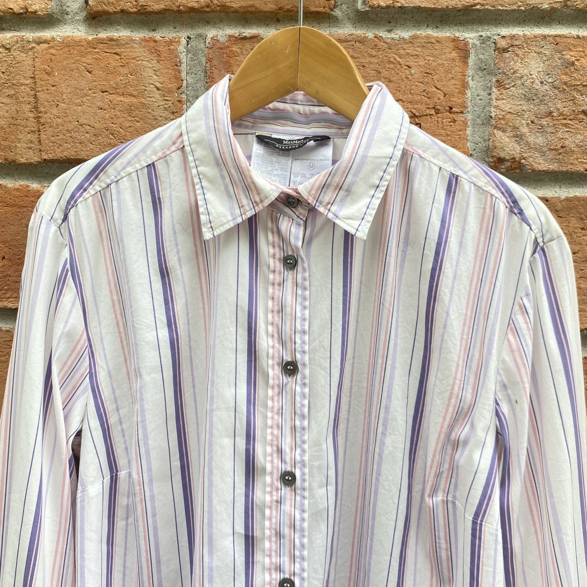 Max Mara Max Mara White Striped Long Sleeve Button-Up Shirt Size M / US 6-8 / IT 42-44 - 9 Thumbnail
