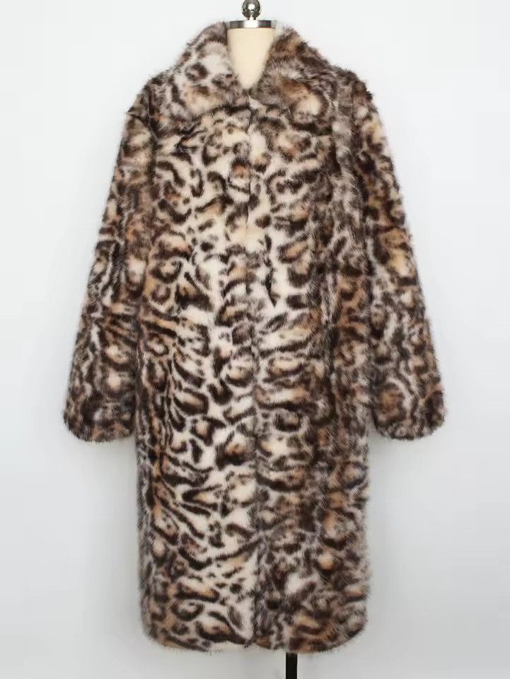 Vintage Leopard Fur Midi Y2K Vintage Style Warm Coat Jacket Size US L / EU 52-54 / 3 - 6 Thumbnail