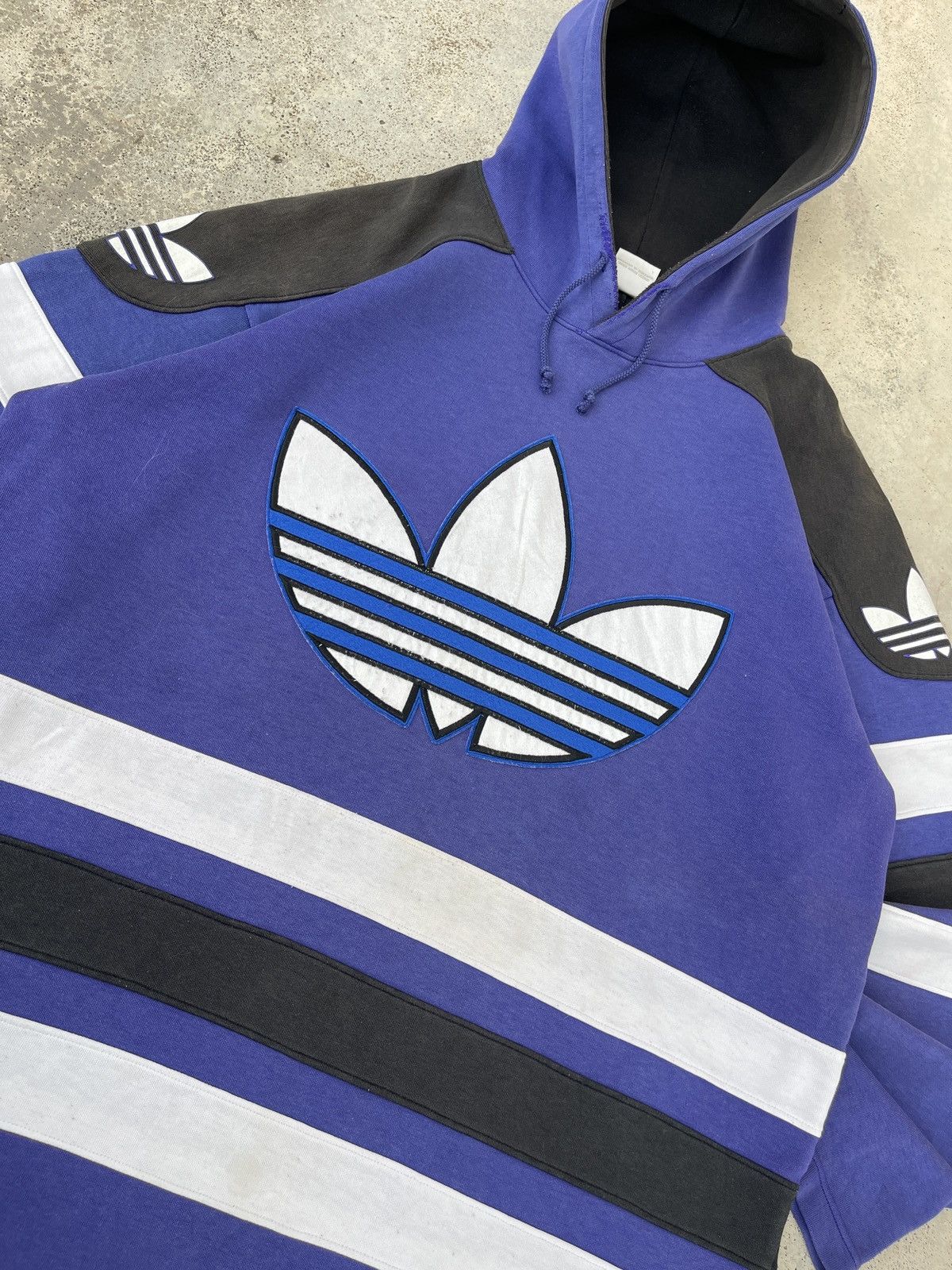 Vintage 90s Adidas Big Logo Three Stripes Hoodie