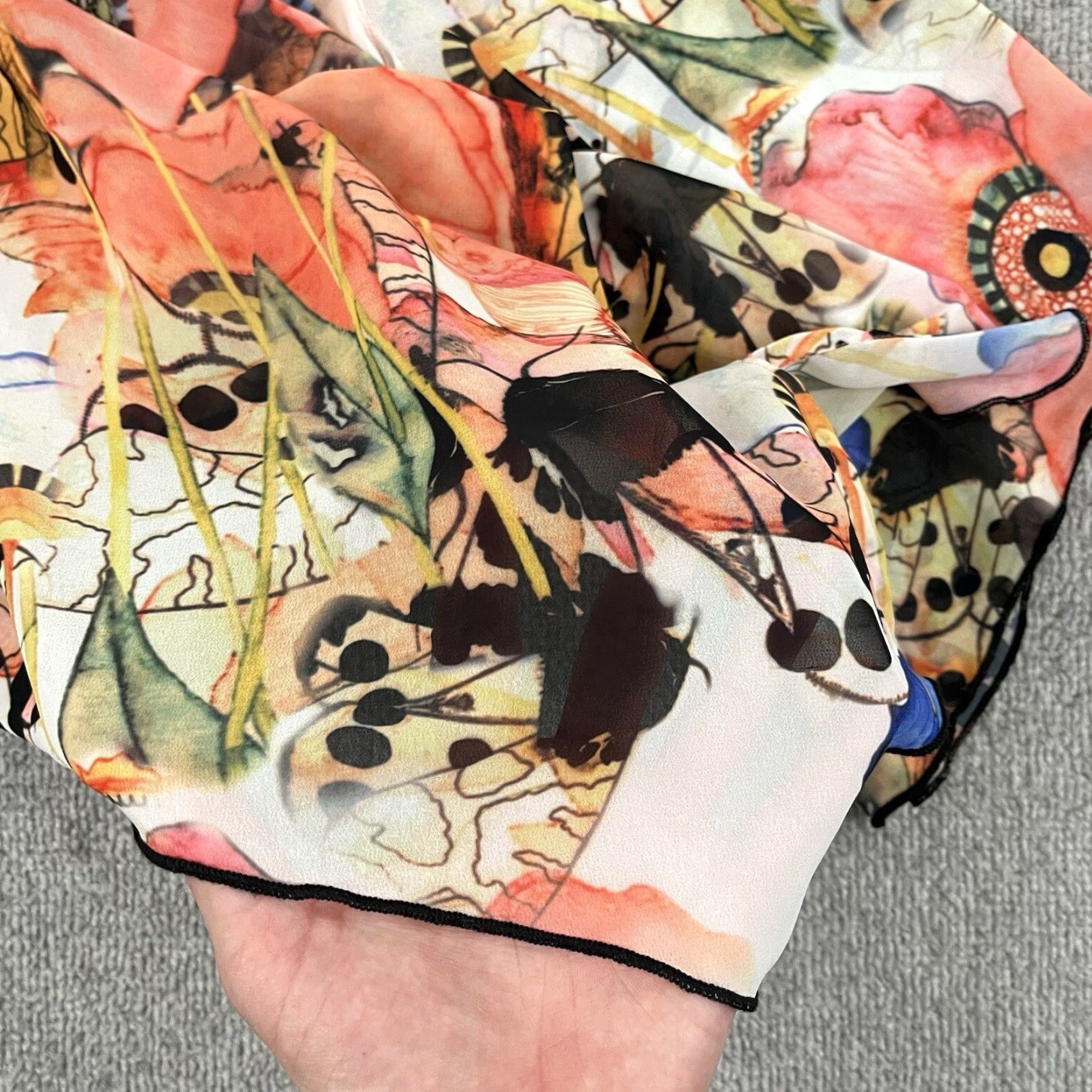 Vintage ALI MILES Shirt Womens Small Wearable Art Abstract Floral Sheer Blouse Flare Top Size S / US 4 / IT 40 - 7 Thumbnail