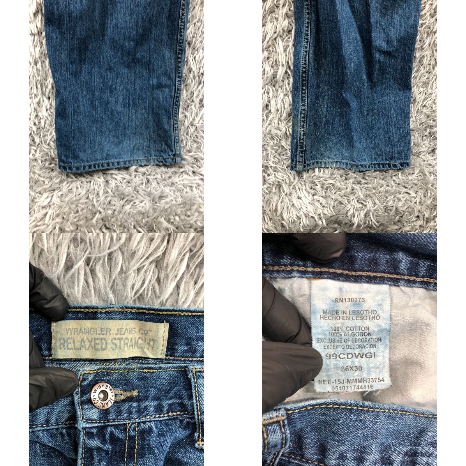Wrangler Wrangler Jeans Relaxed Straight 36x30 Mens Blue 5-Pocket Denim Belt Loops Regular Vintage: No (remove N/A) Size US 36 / EU 52 - 8 Thumbnail