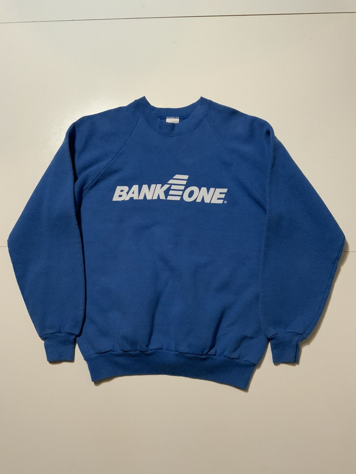 Fruit Of The Loom × Vintage Vintage 80s 90s Bank One 1 50/50 Blue Crewneck Sweatshirt Size US L / EU 52-54 / 3 - 1 Thumbnail