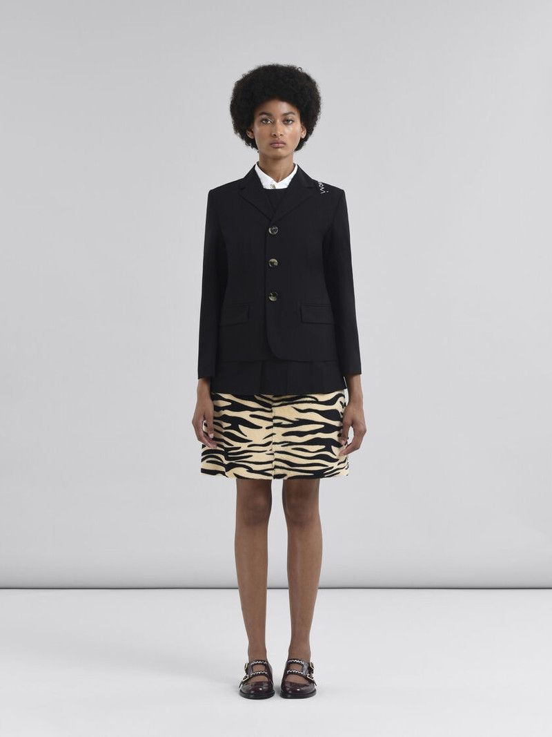 Marni o1f1d3z0326 Wool Blend Jacket in Black Size S / US 4 / IT 40 - 2 Thumbnail