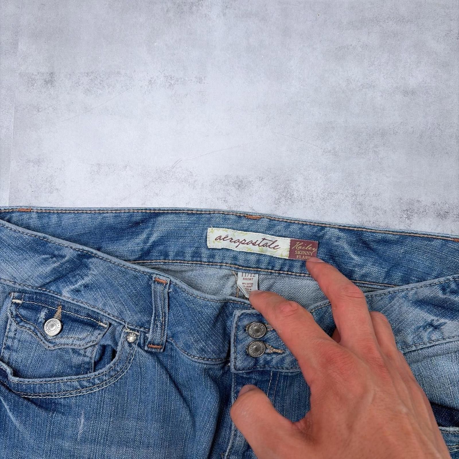 Aeropostale Y2K Blue Aeropostale Grunge Flared Embroidered Denim Jeans Size 34" / US 12 / IT 48 - 5 Thumbnail