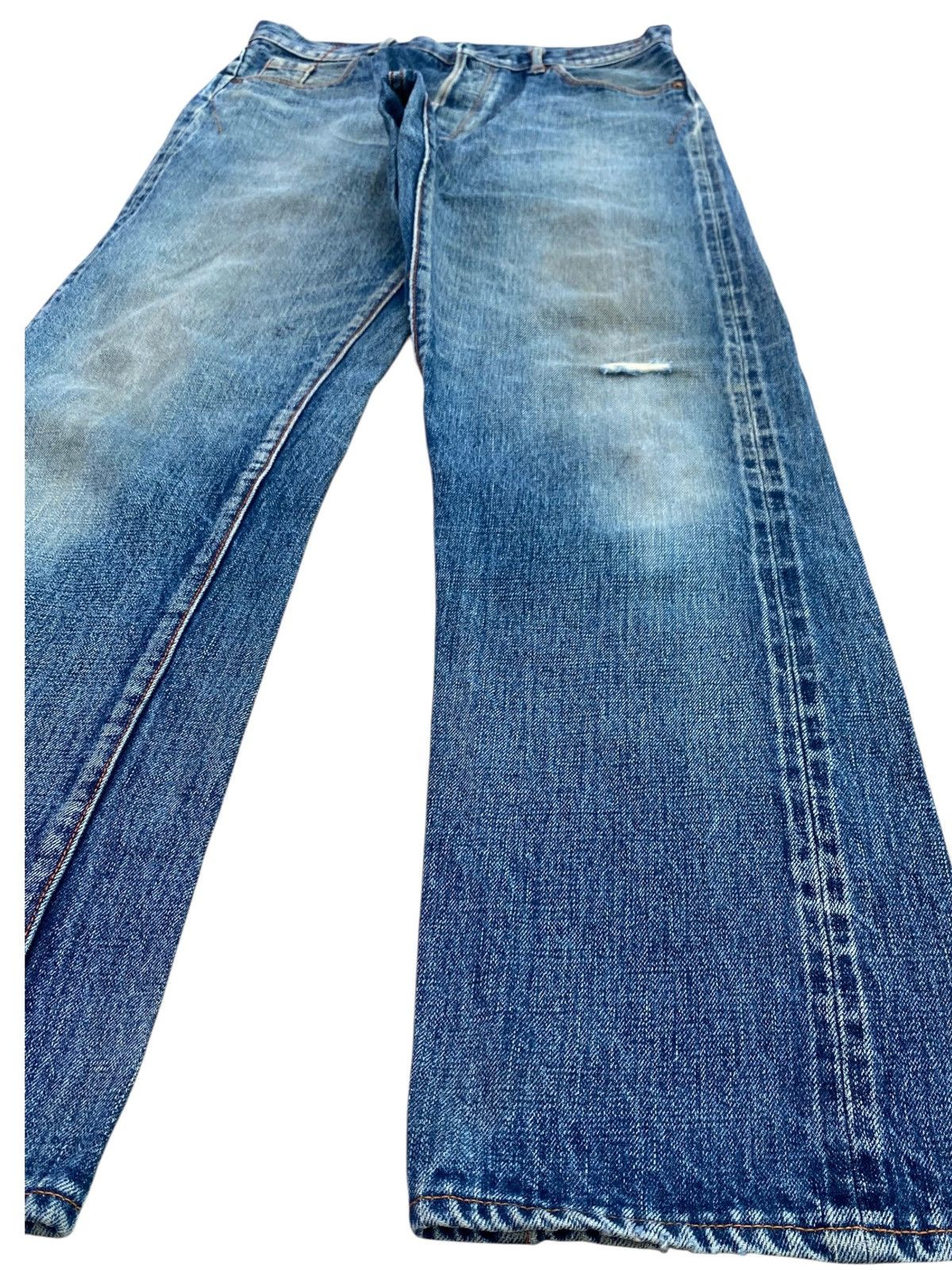 Japanese Brand Japanese Brand Acid Blue Wash Ripped Style Loose Jeans Size US 31 - 8 Thumbnail