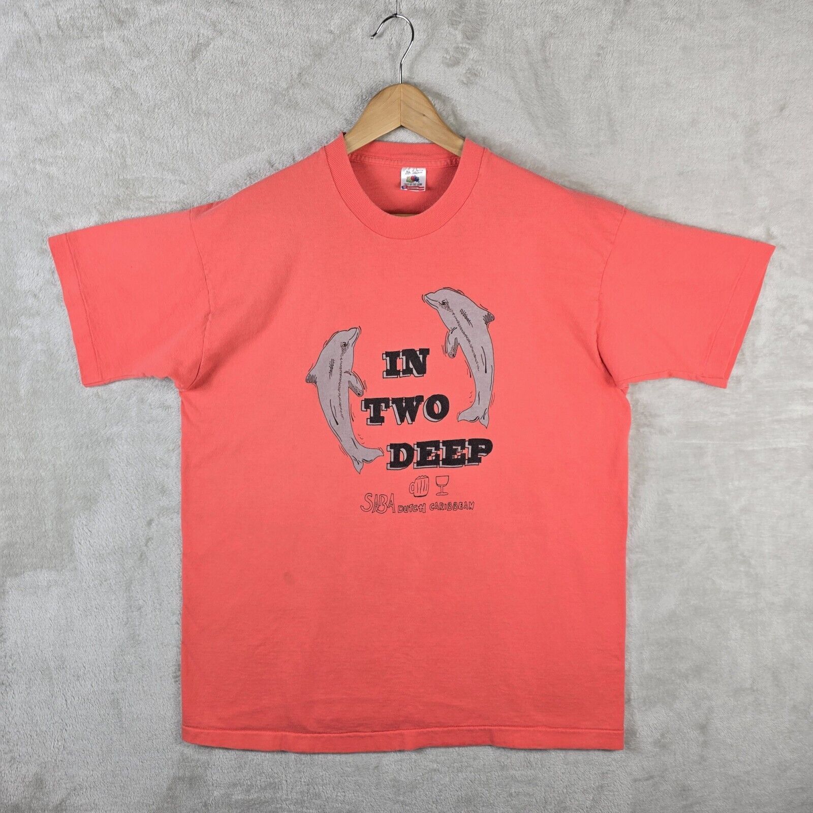 Fruit Of The Loom Vintage Dolphins In Two Deep Shirt XL Saba Dutch Caribbean Size US XL / EU 56 / 4 - 2 Thumbnail