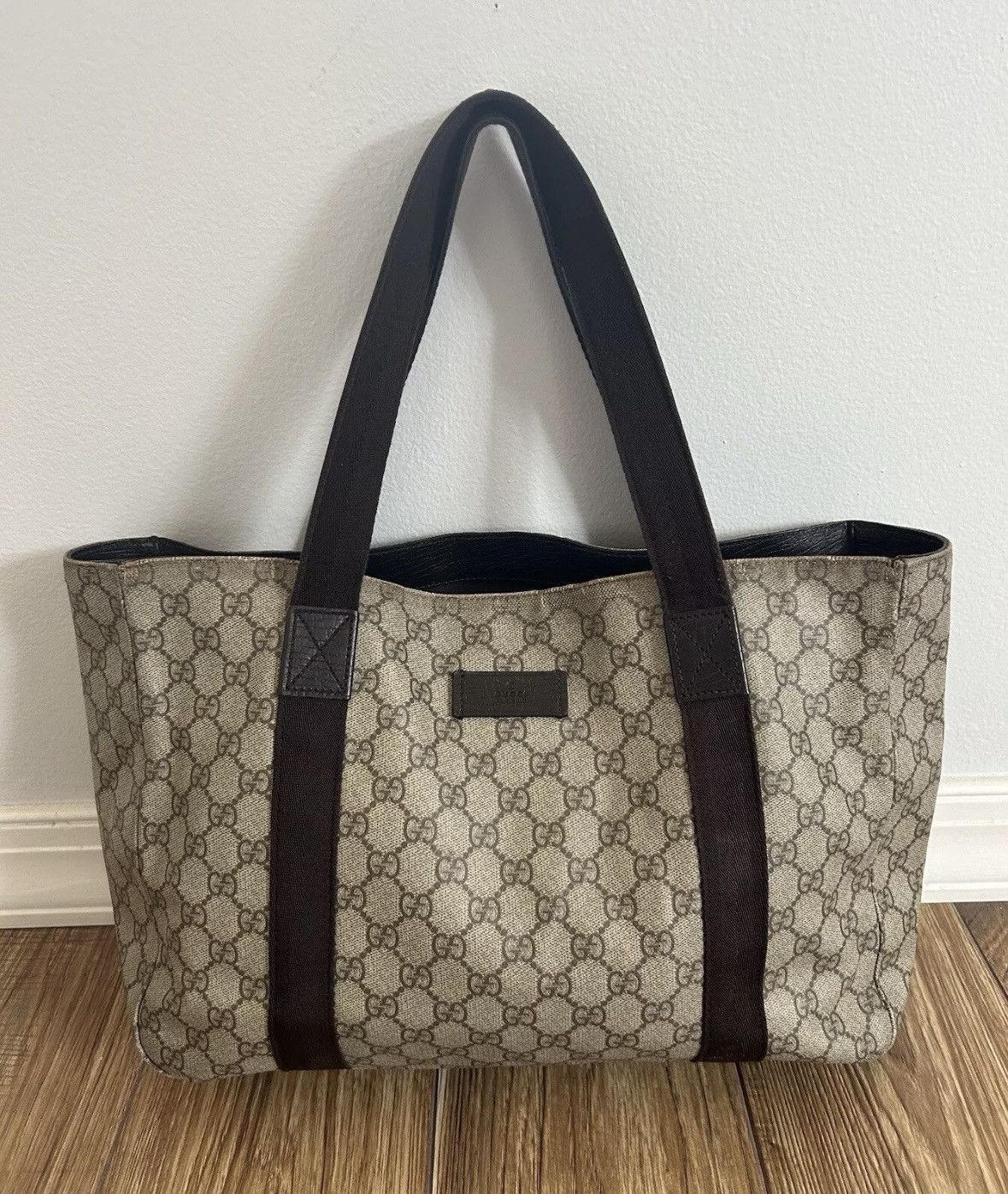 Gucci GUCCI GG Monogram Supreme Tote Bag Handbag Brown Size ONE SIZE - 1 Thumbnail