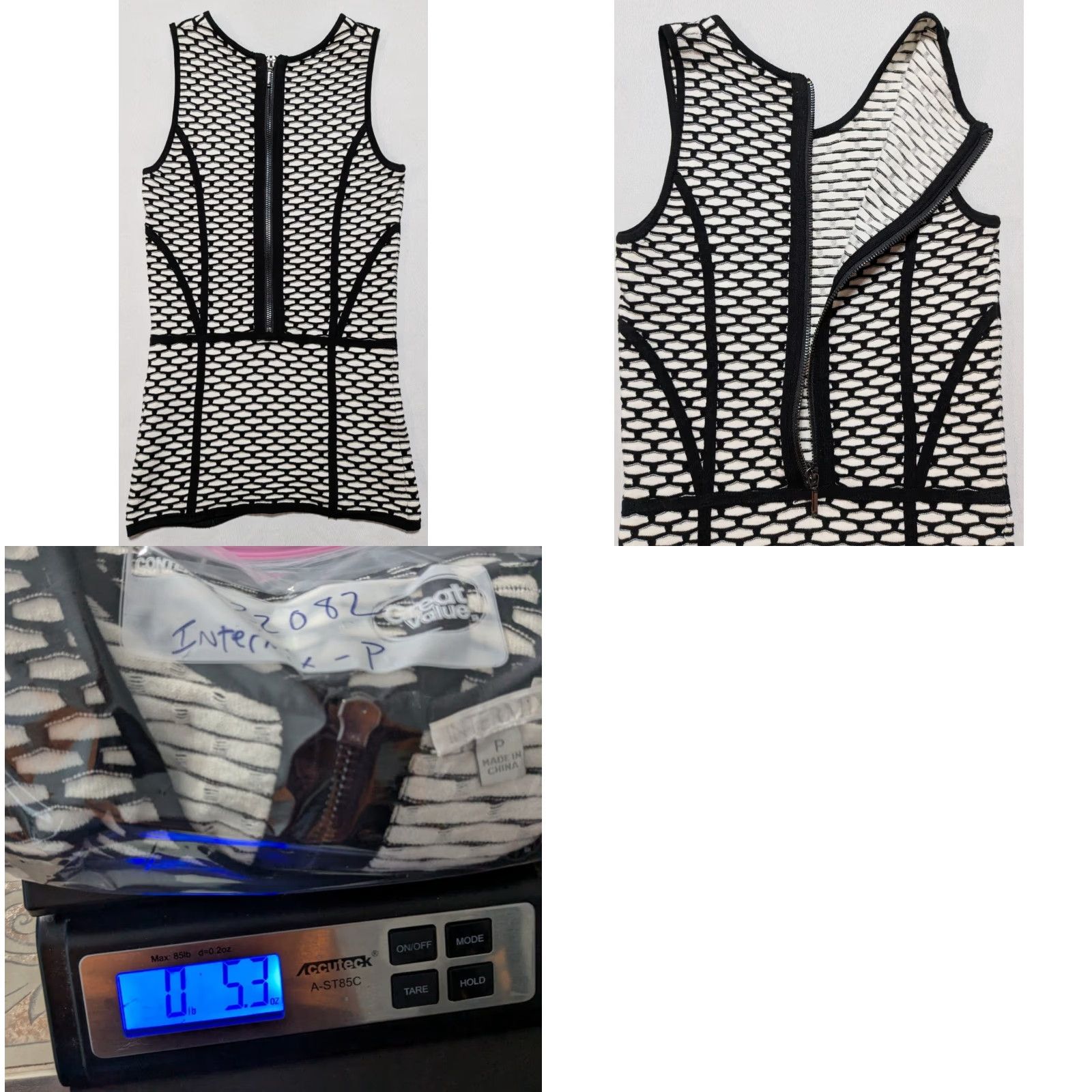 Vintage Intermix Honeycomb Contrast Women P (Petite XS) Black White Sleeveless Top Size XS / US 0-2 / IT 36-38 - 9 Thumbnail