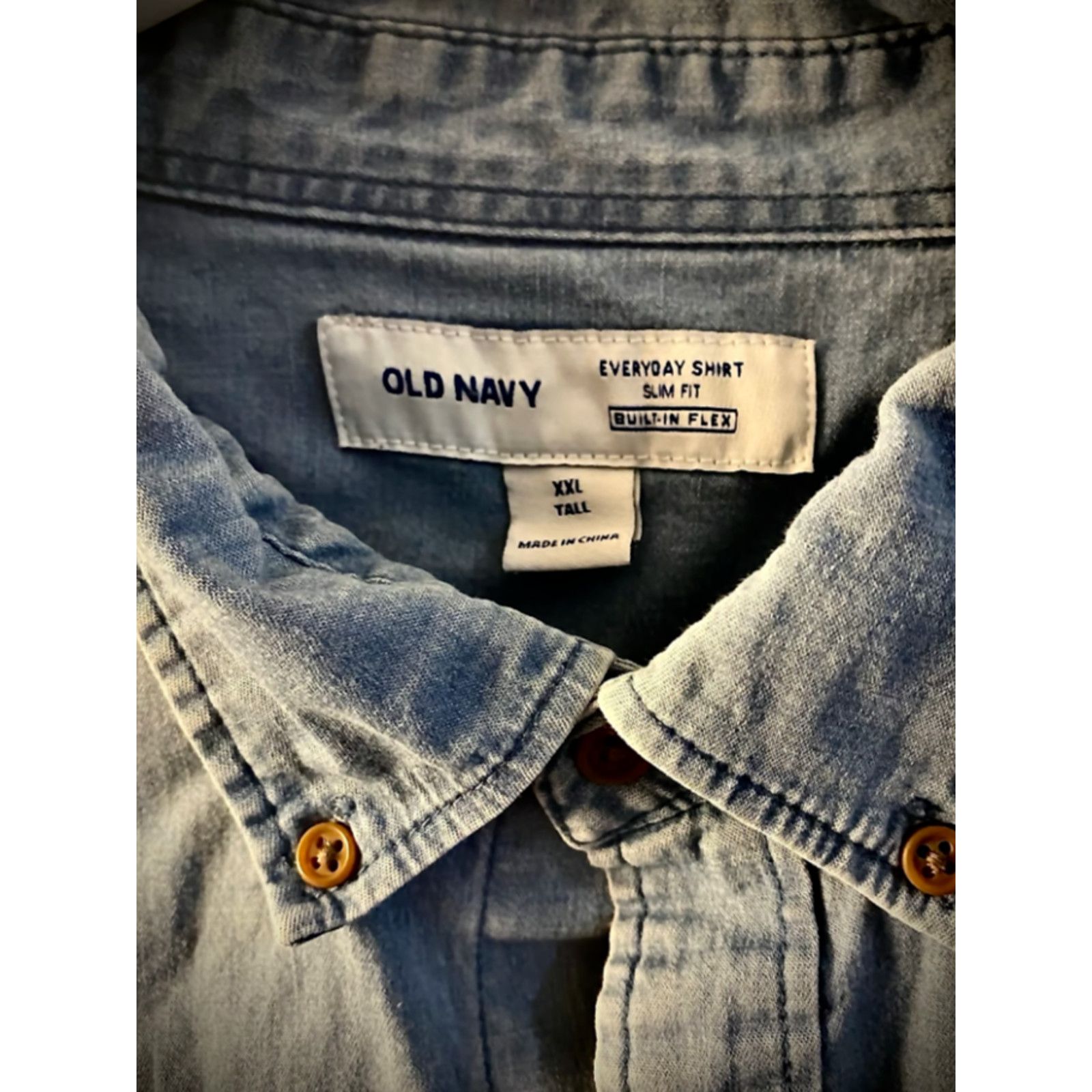 Old Navy Old Navy Mens XXL Tall Chambray Shirt Slim Long Sleeve BF Size US XXL / EU 58 / 5 - 3 Thumbnail