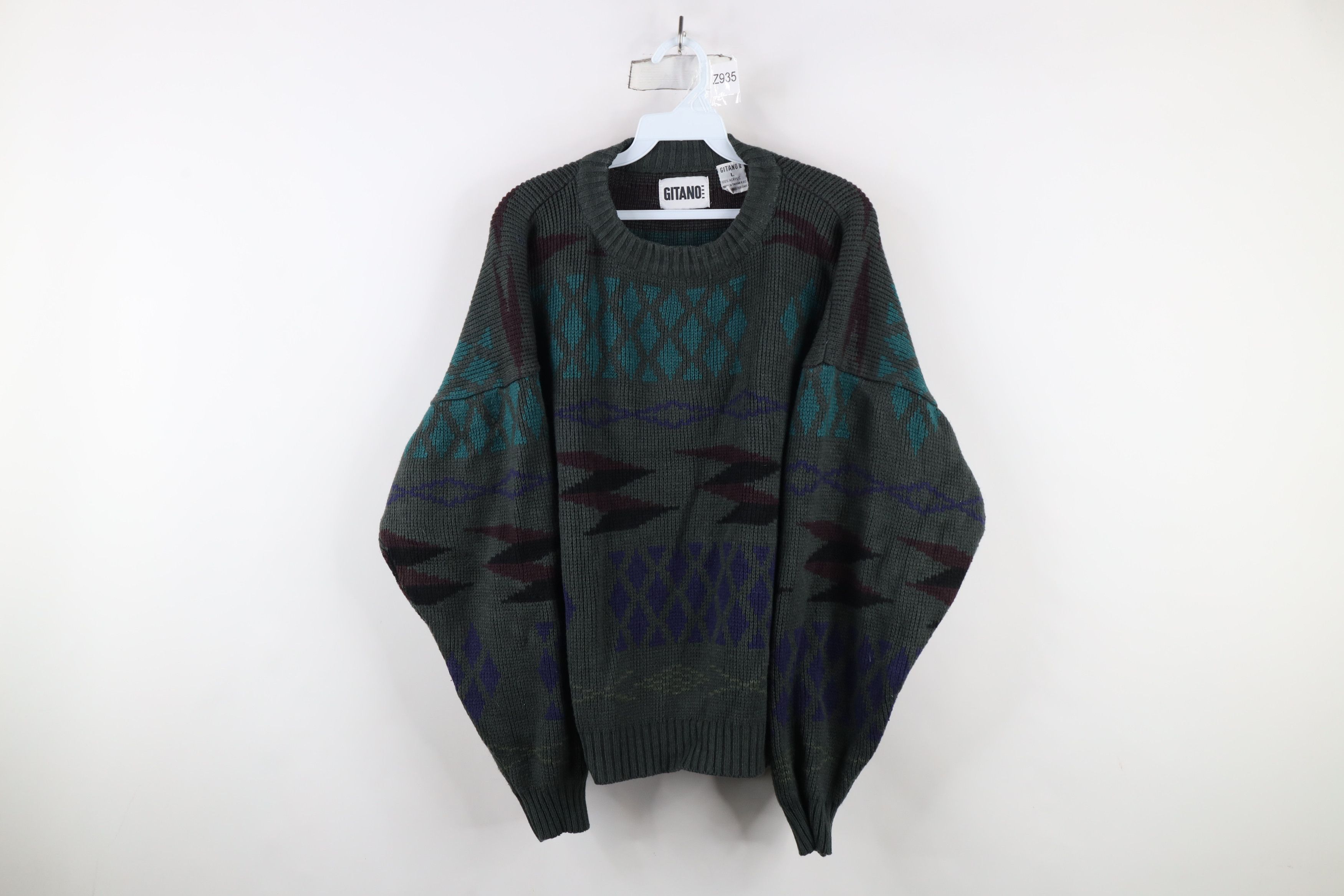 Vintage Vintage 90s Coogi Style Abstract Boxy Oversized Knit Sweater Size L / US 10 / IT 46 - 1 Thumbnail