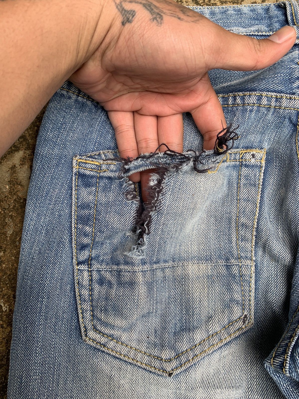 If Six Was Nine × Japanese Brand 2000s Ghost Brand Technical Disstressed Style Jeans Pants Size 29" - 11 Thumbnail