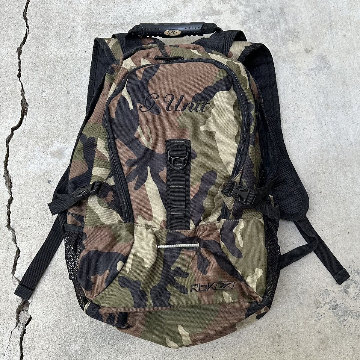 image of Vintage 50 Cent G Unit Reebok Backpack in Camo, Men's