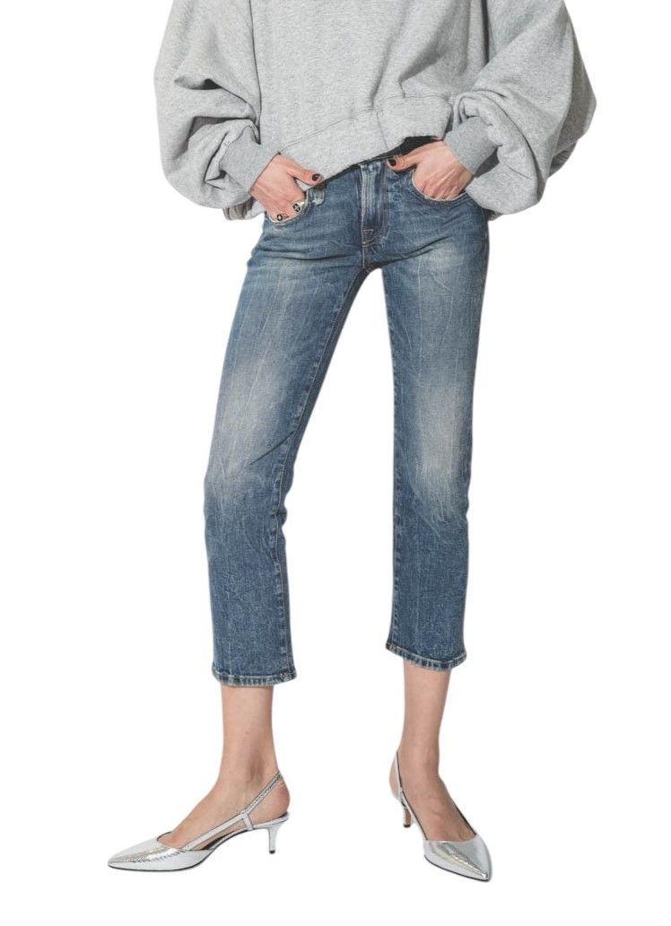 R13 BOY STRAIGHT 27 Ankle Cropped Washed Blue Kelly 84491 Size 27" / US 4 / IT 40 - 1 Thumbnail