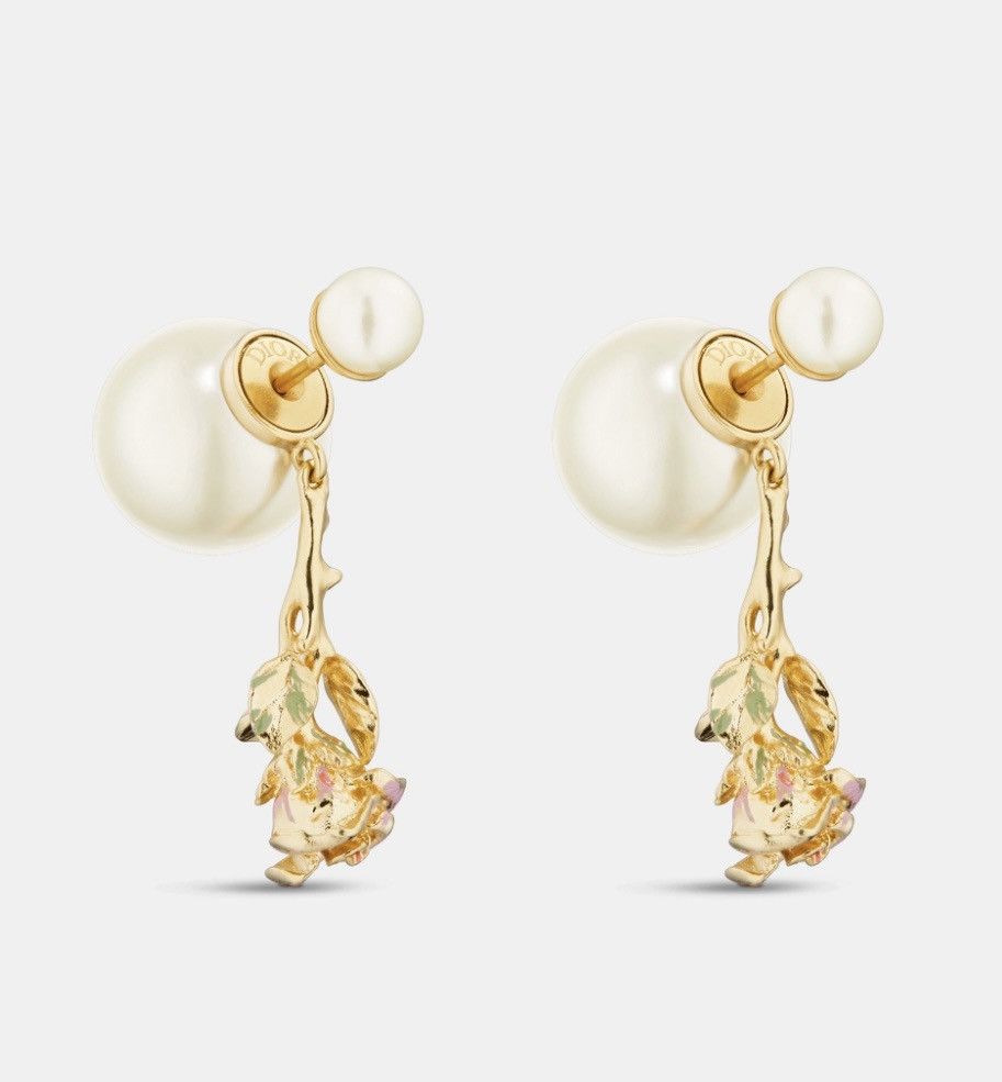 Dior DIOR TRIBALES EARRINGS Gold-Finish Metal White Resin Pearl Size ONE SIZE - 1 Thumbnail