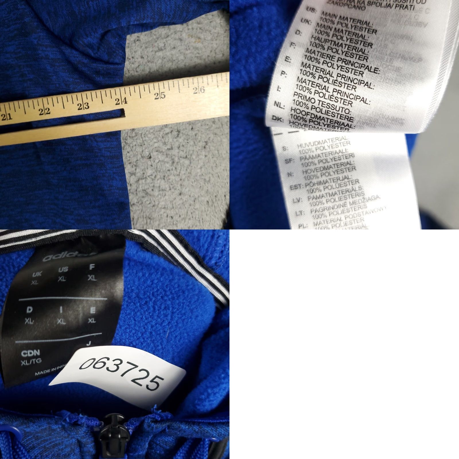 Adidas Adidas Hoodie Mens XL Blue Full Zip Up Sweatshirt Size US XL / EU 56 / 4 - 8 Thumbnail