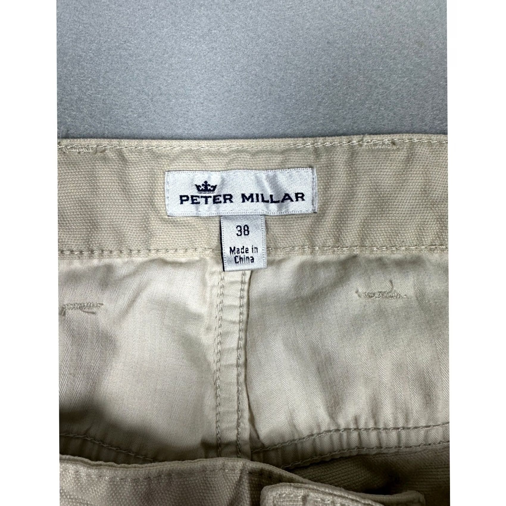 Peter Millar Peter Millar Mens 38 Khaki Beige Cotton Stretch 5-Pocket Canvas Straight Pants Size US 38 / EU 54 - 3 Thumbnail