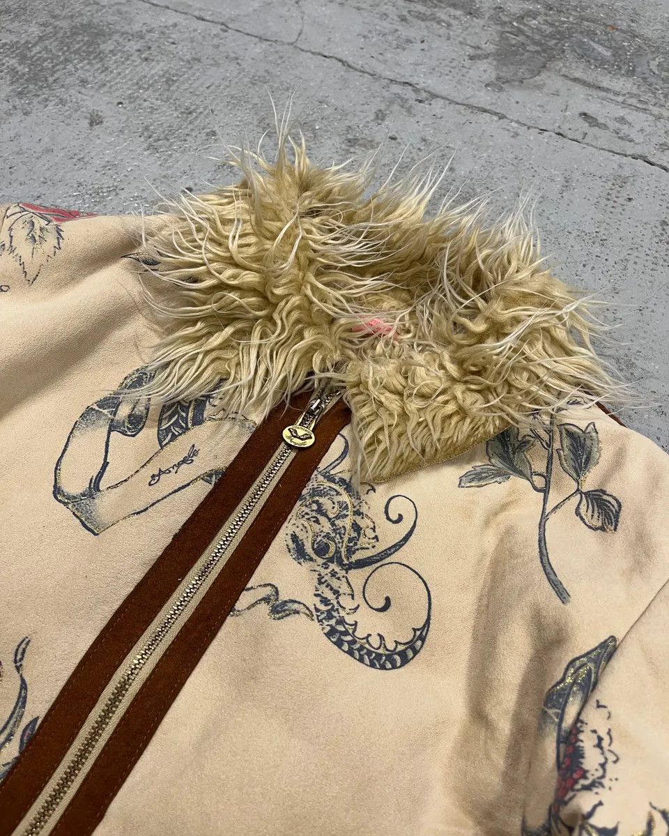 Roberto Cavalli AW2003 Roberto Cavalli Beige Tattoo Hearth Fur-Collar Jacket Size M / US 6-8 / IT 42-44 - 5 Thumbnail