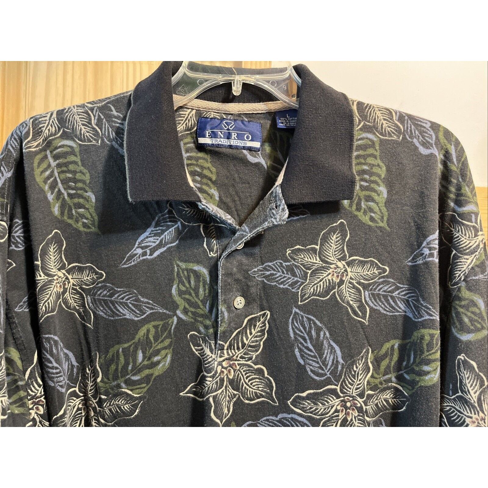 Enro Vintage Enro Mens L Short Sleeve Golf Polo Shirt Gray Floral Size US L / EU 52-54 / 3 - 5 Thumbnail