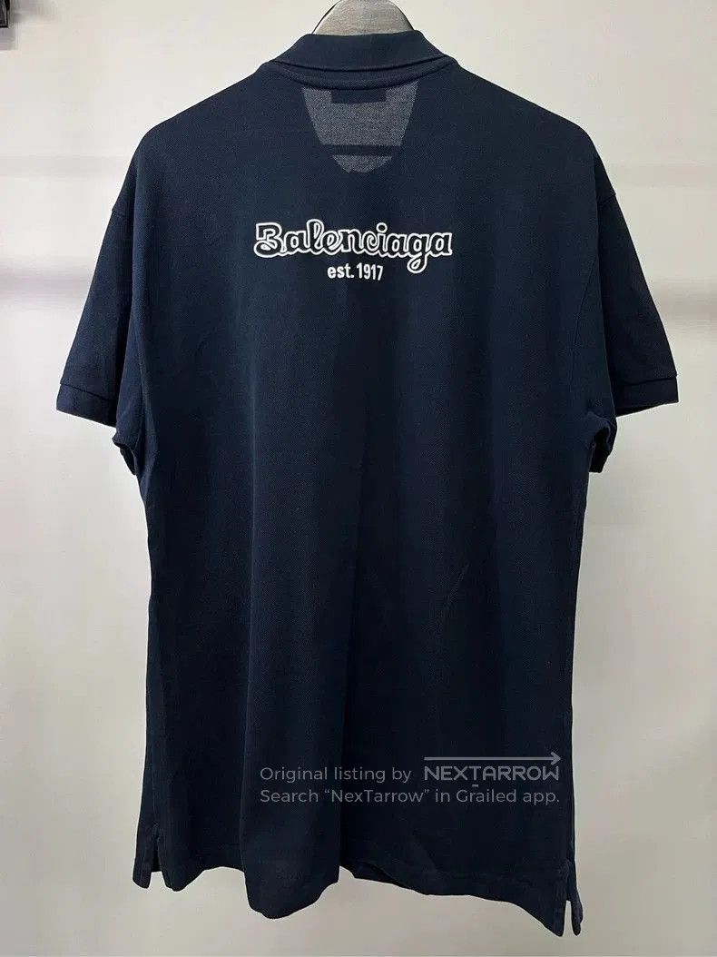 Balenciaga Navy Embroidered Logo Polo.
