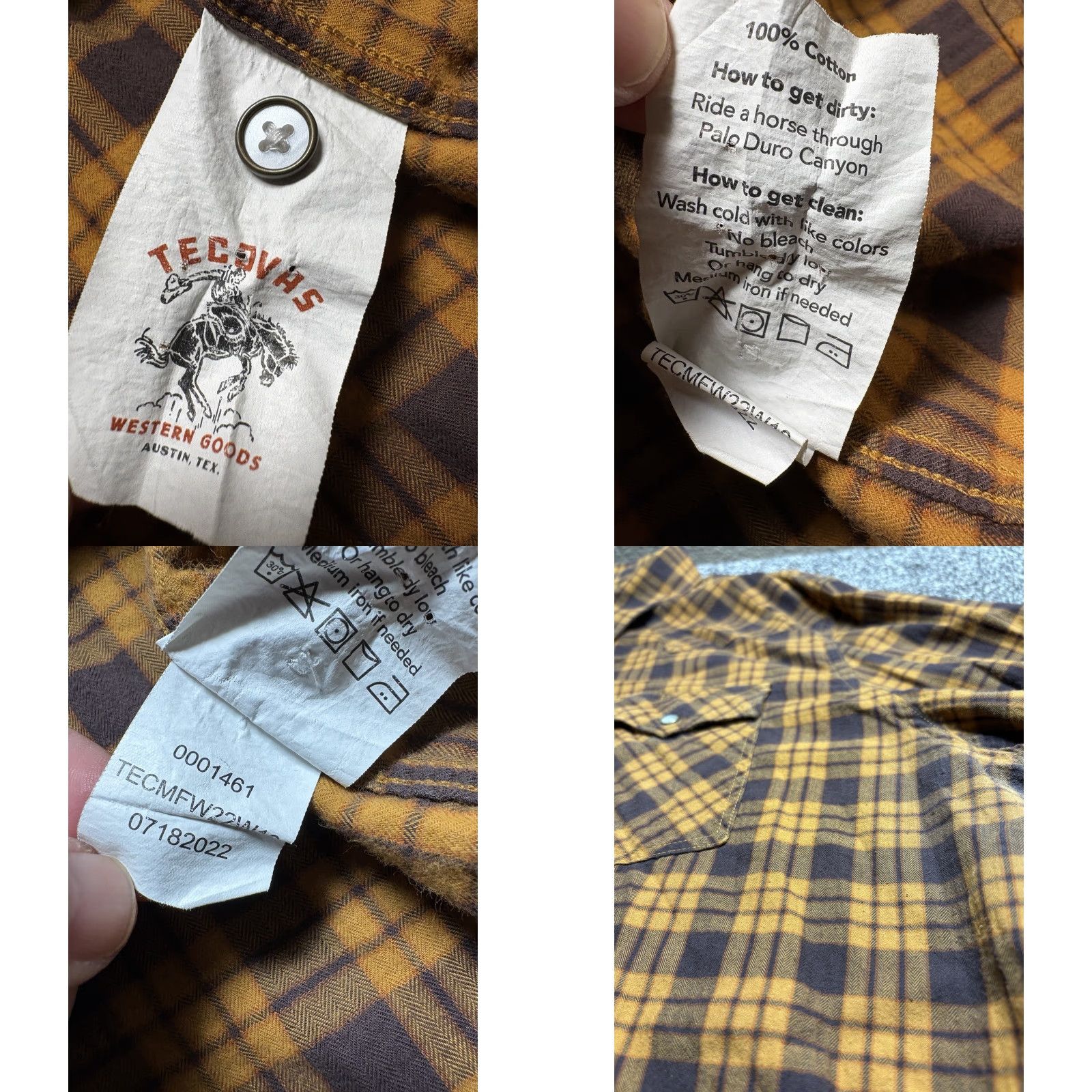 Tecovas Tecovas Pearl Snap Flannel Shirt Men 3XL Western Plaid Cowboy Long Sleeve Shirt Size US XXL / EU 58 / 5 - 8 Thumbnail