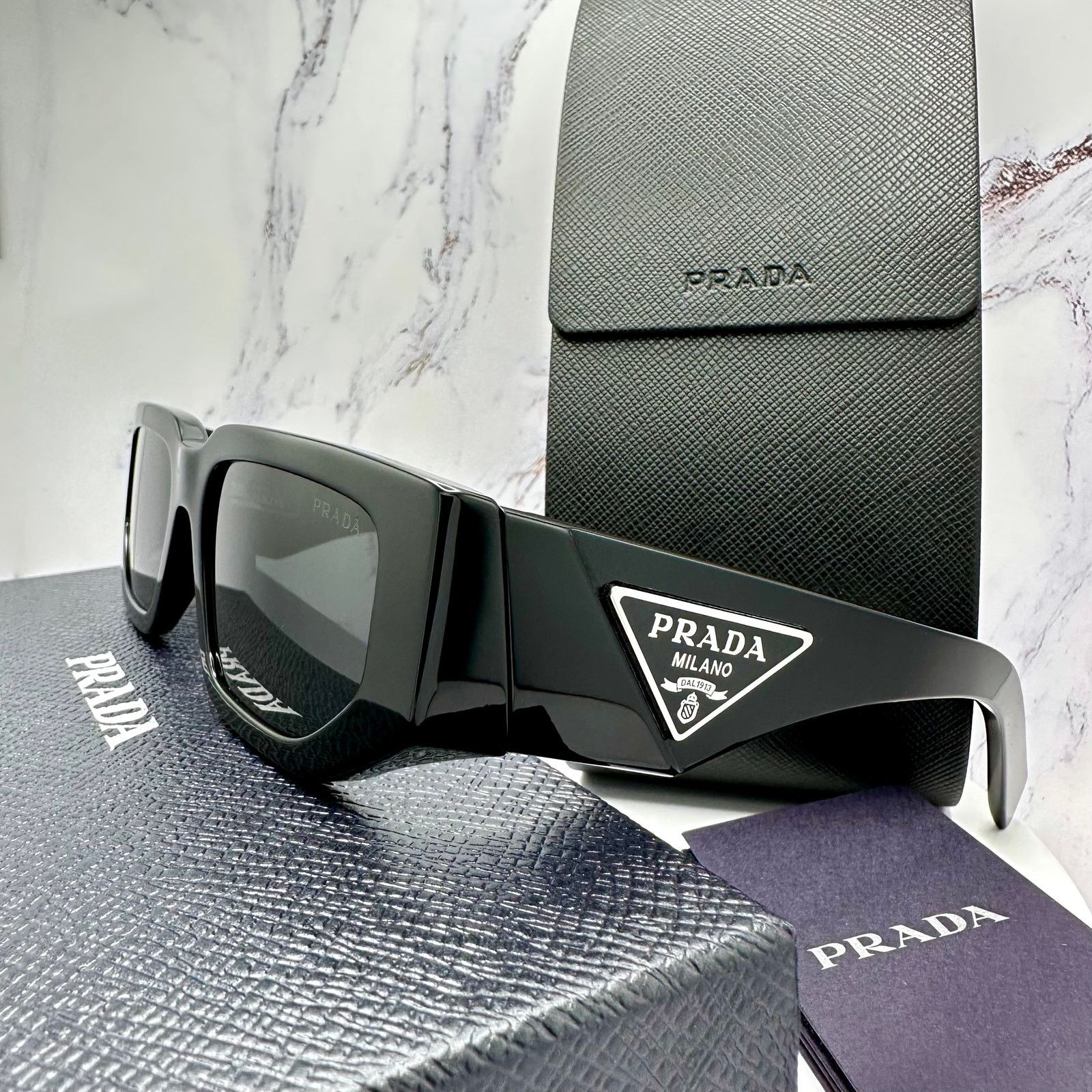 Prada NEW PRADA Sunglasses Black Square Size ONE SIZE - 13 Thumbnail